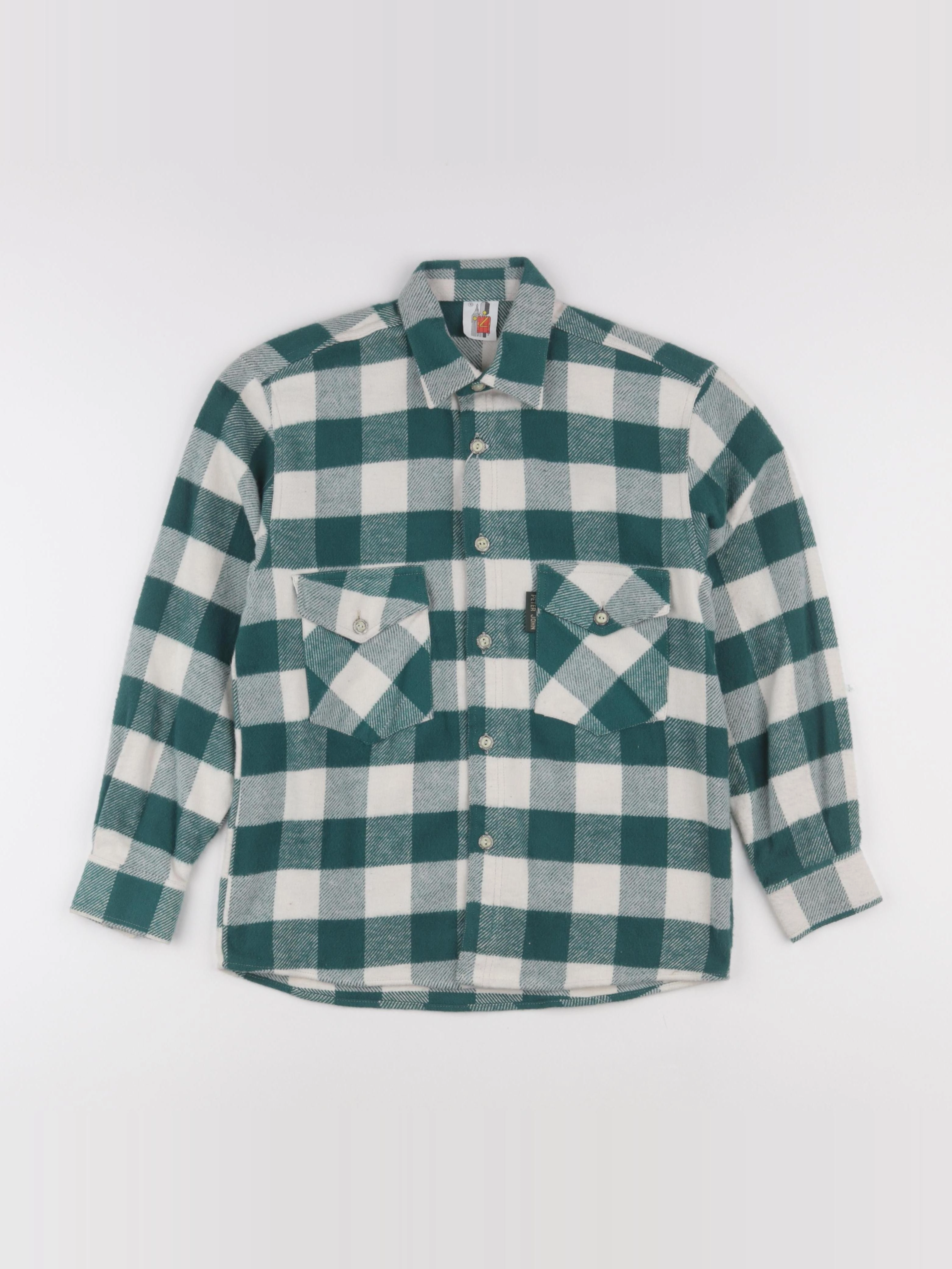 Vintage - chemise vert, blanc - 10 ans