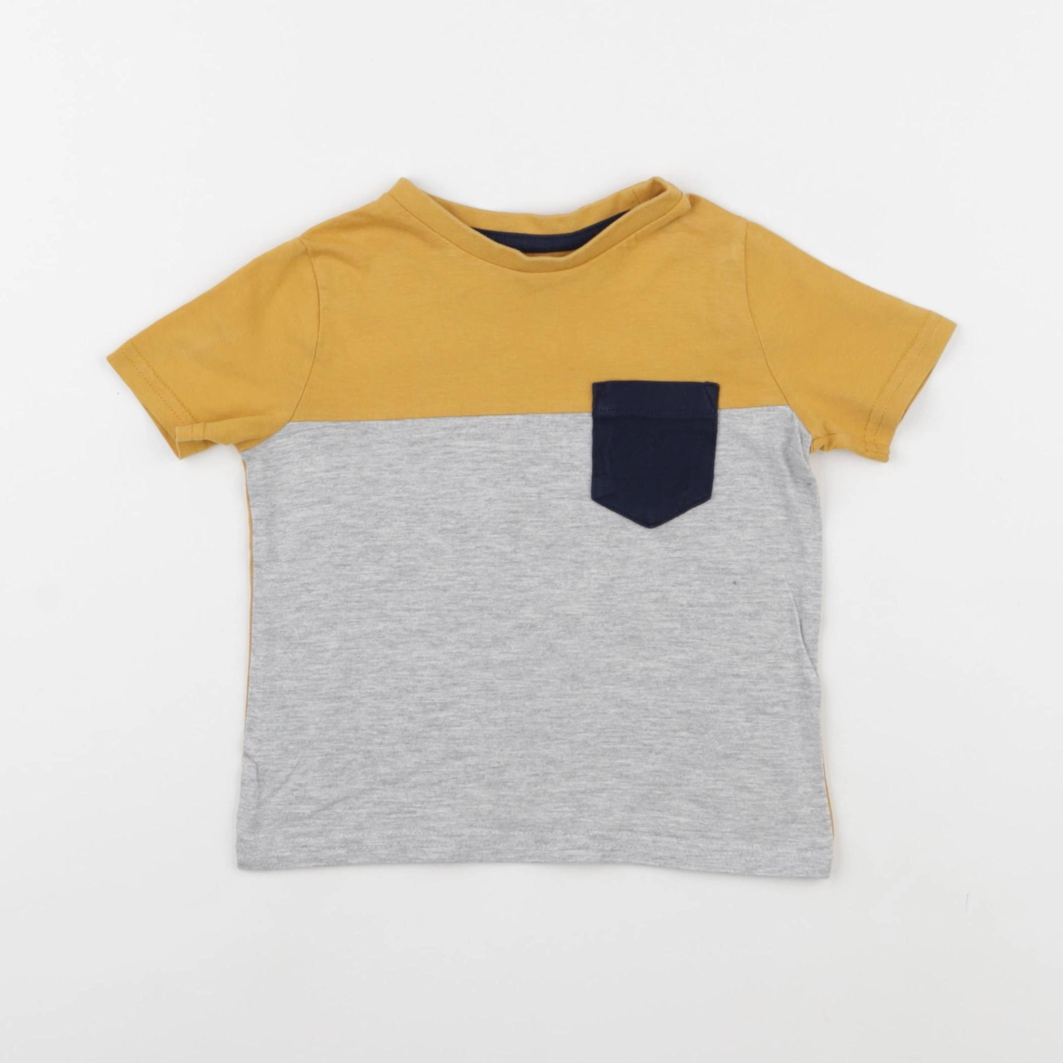 Vertbaudet - tee-shirt gris, jaune - 2 ans
