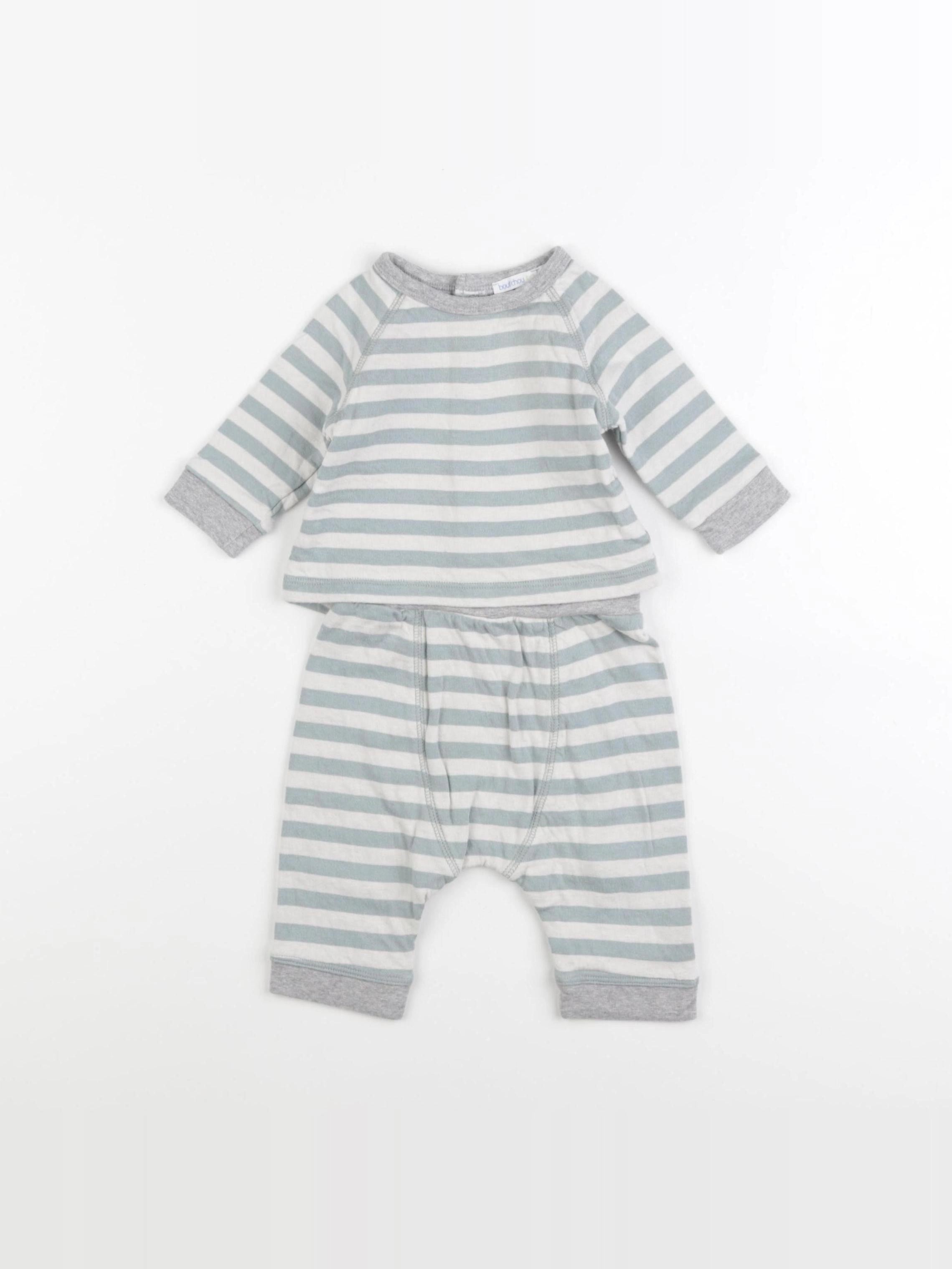 Boutchou - ensemble blanc, vert - 3 mois