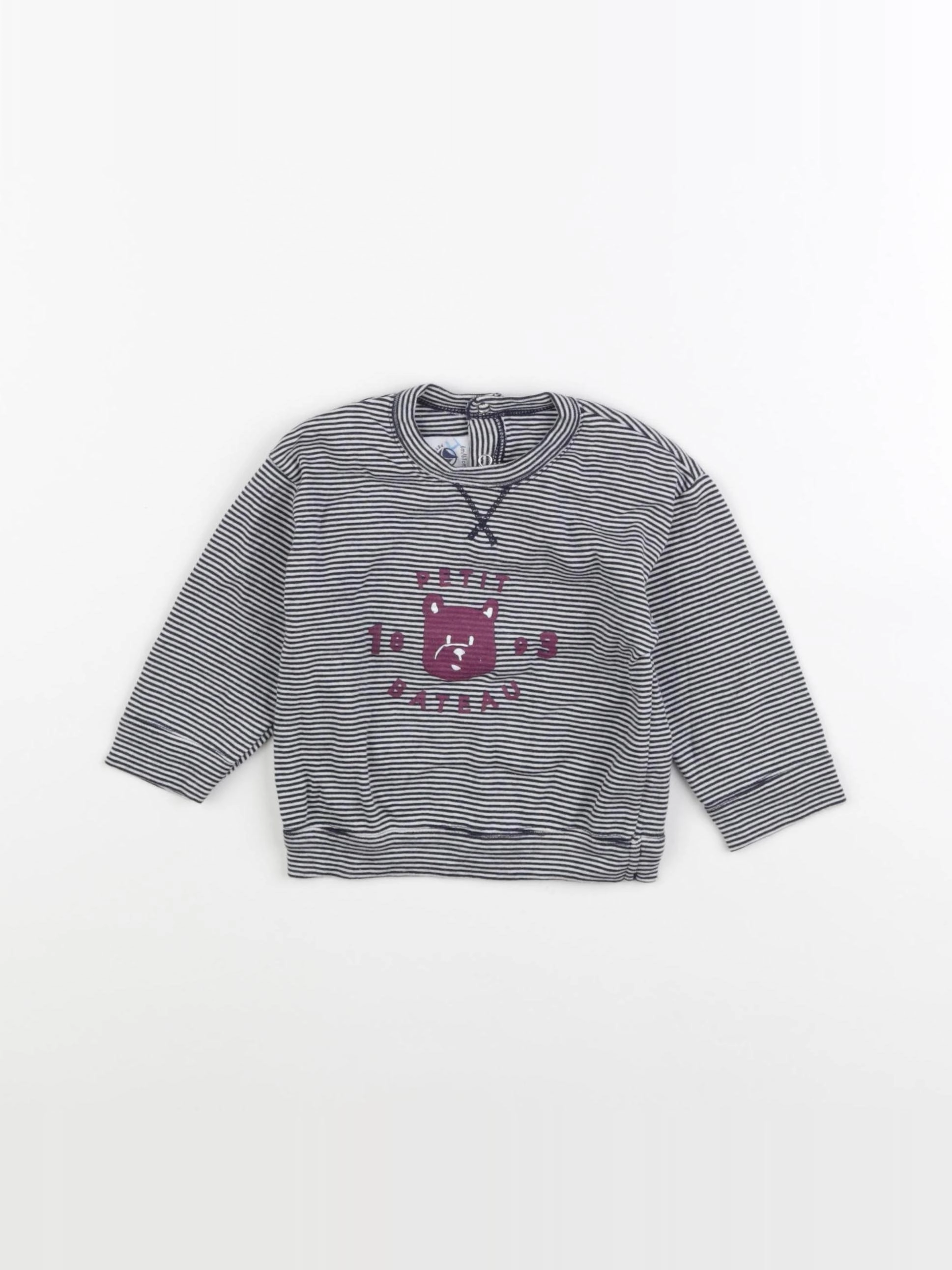 Petit Bateau - tee-shirt blanc, bleu - 6 mois
