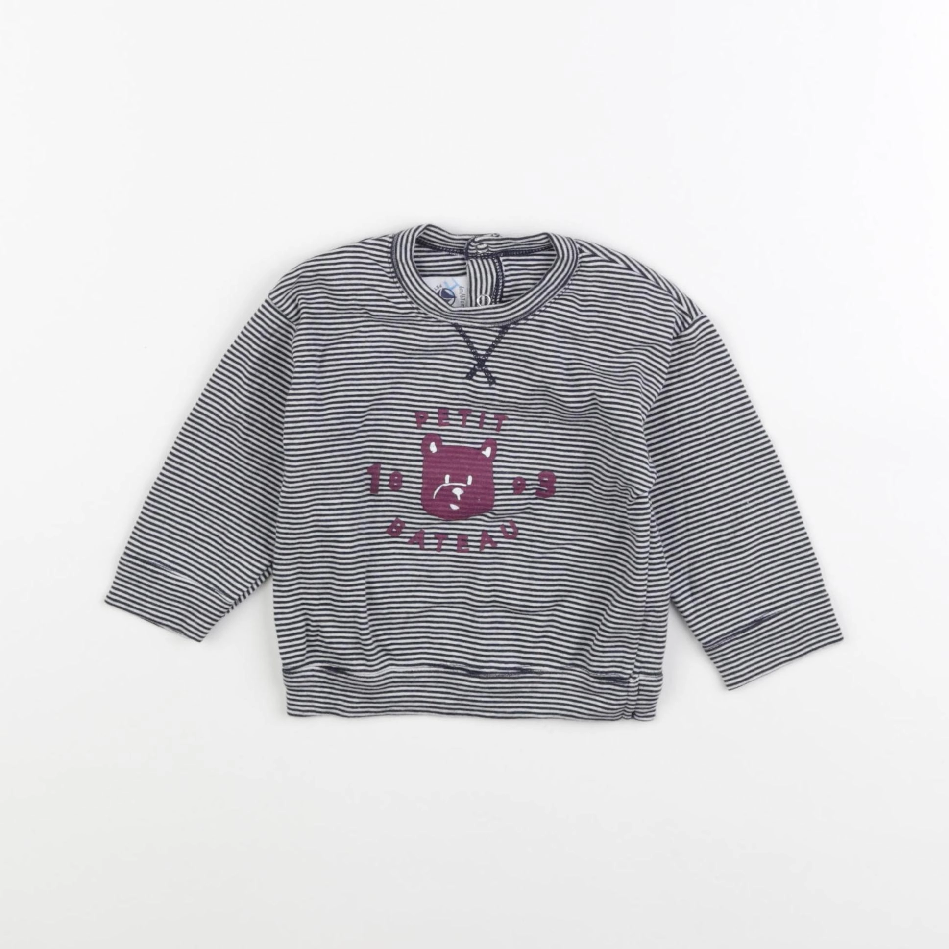 Petit Bateau - tee-shirt blanc, bleu - 6 mois