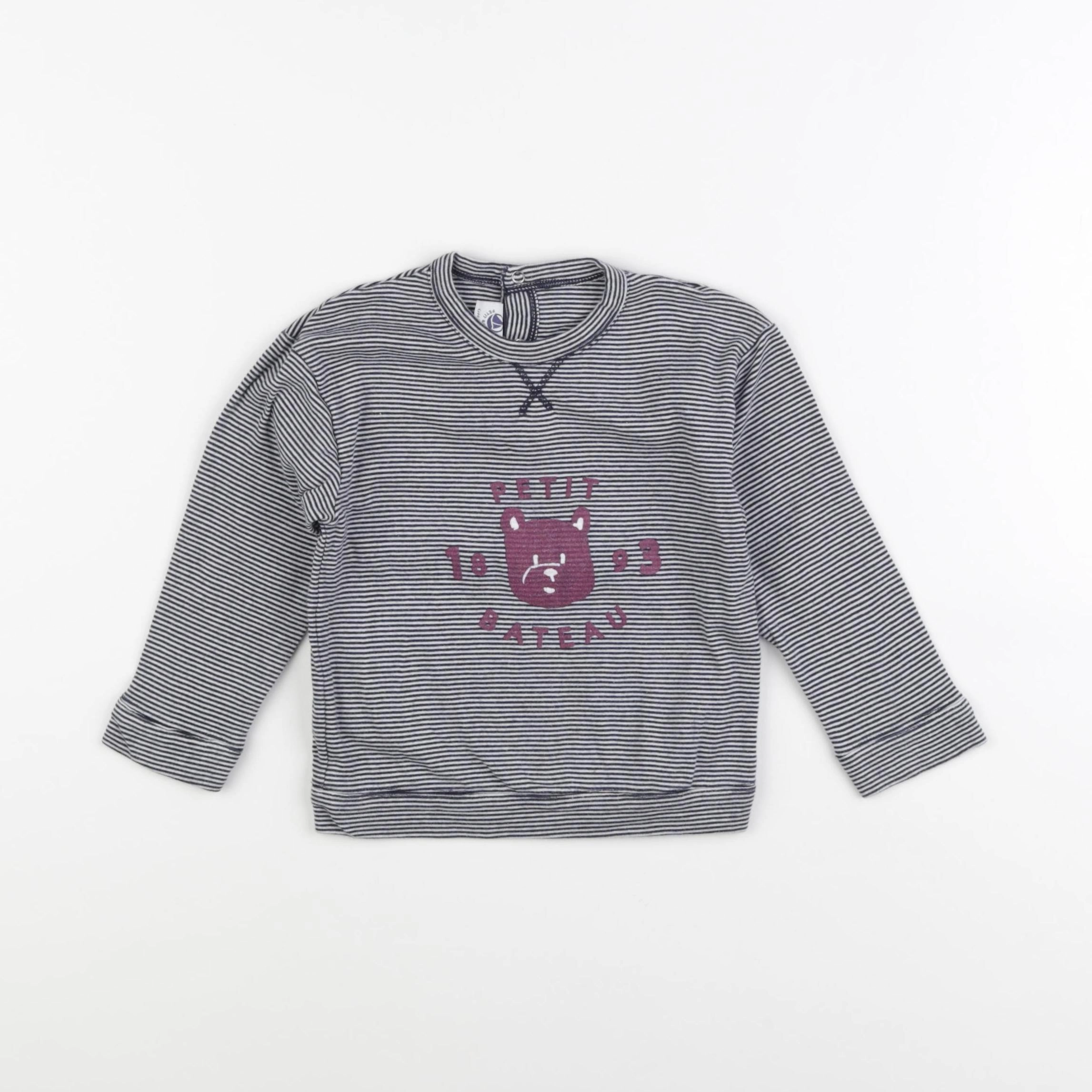 Petit Bateau - tee-shirt blanc, bleu - 24 mois