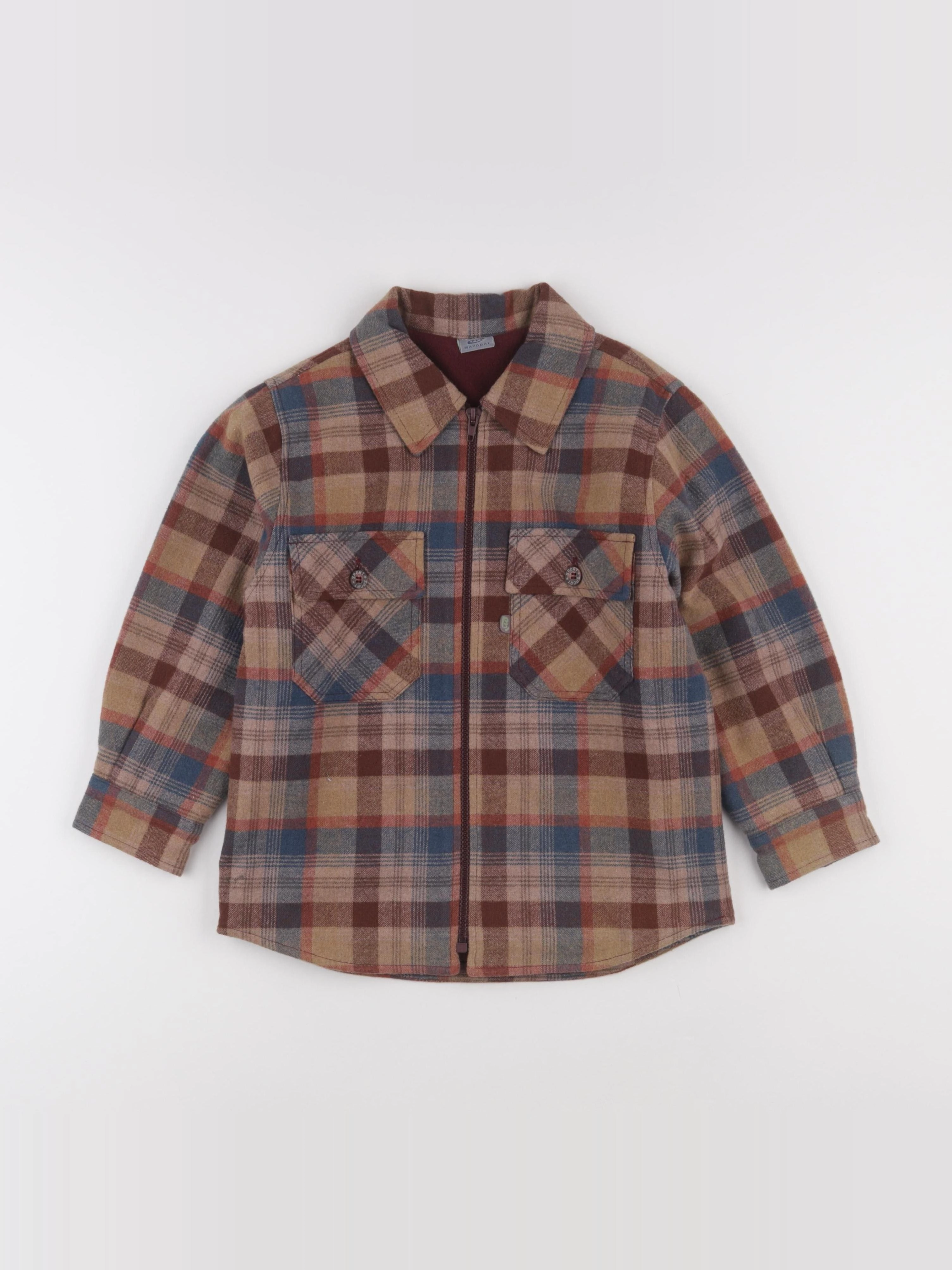 Vintage - sur-chemise marron, bleu, rouge - 6 ans