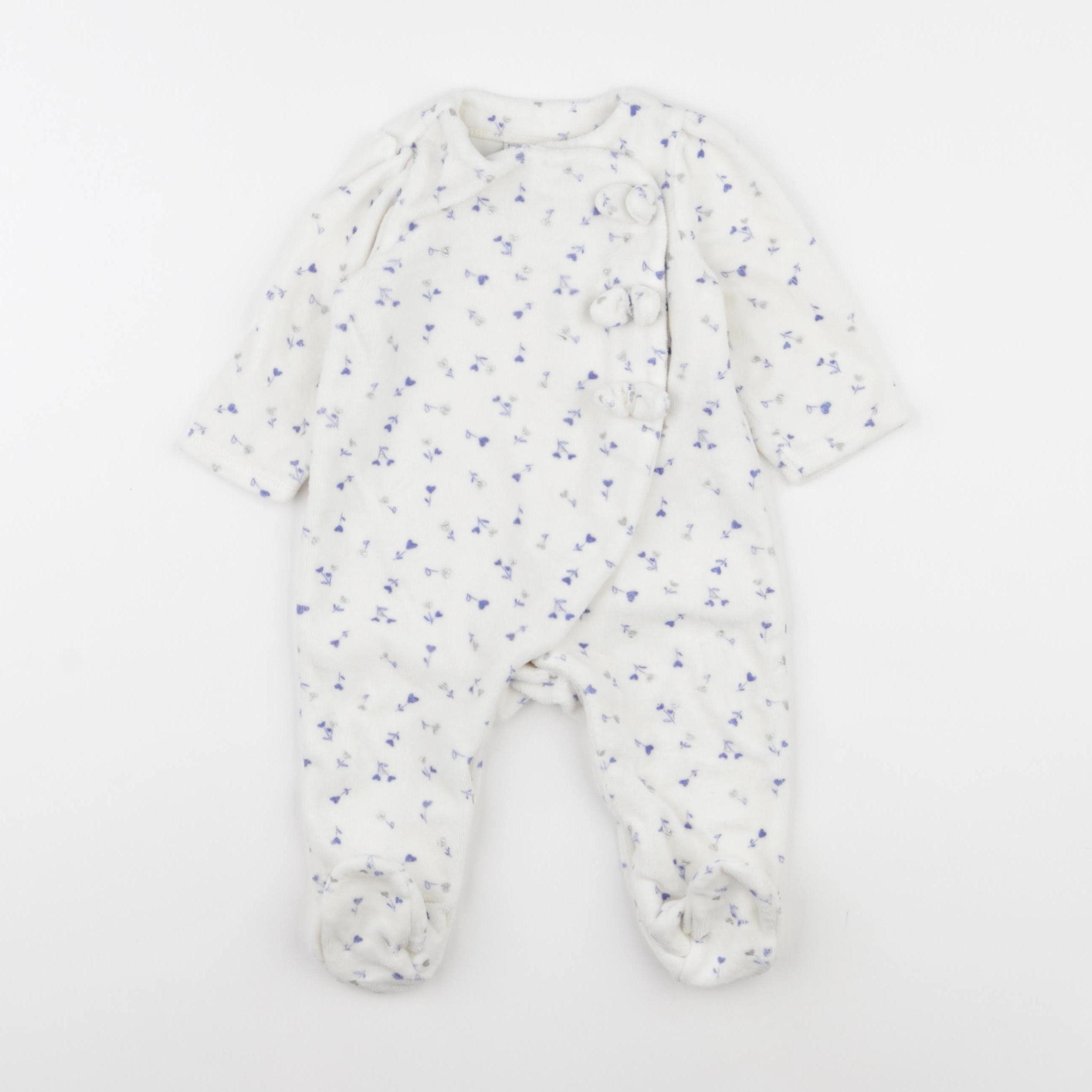 Tape à l'oeil - pyjama velours blanc, bleu - 6 mois