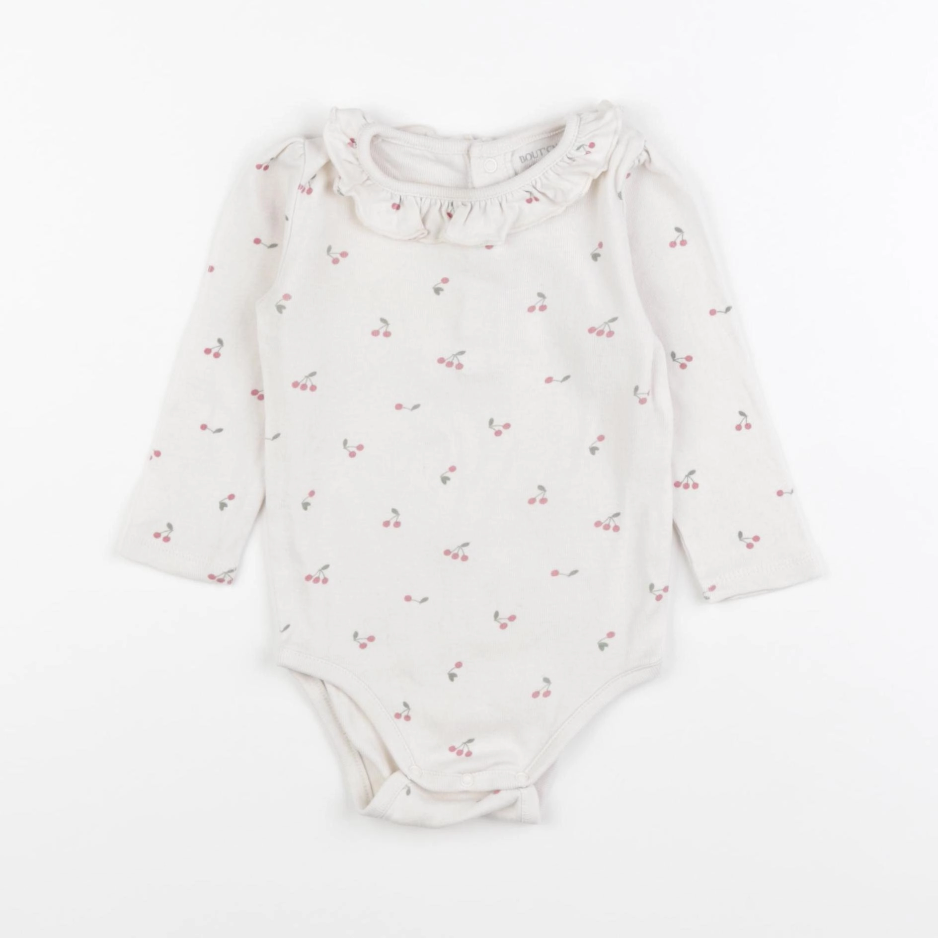 Boutchou - body à col beige, rouge - 12 mois