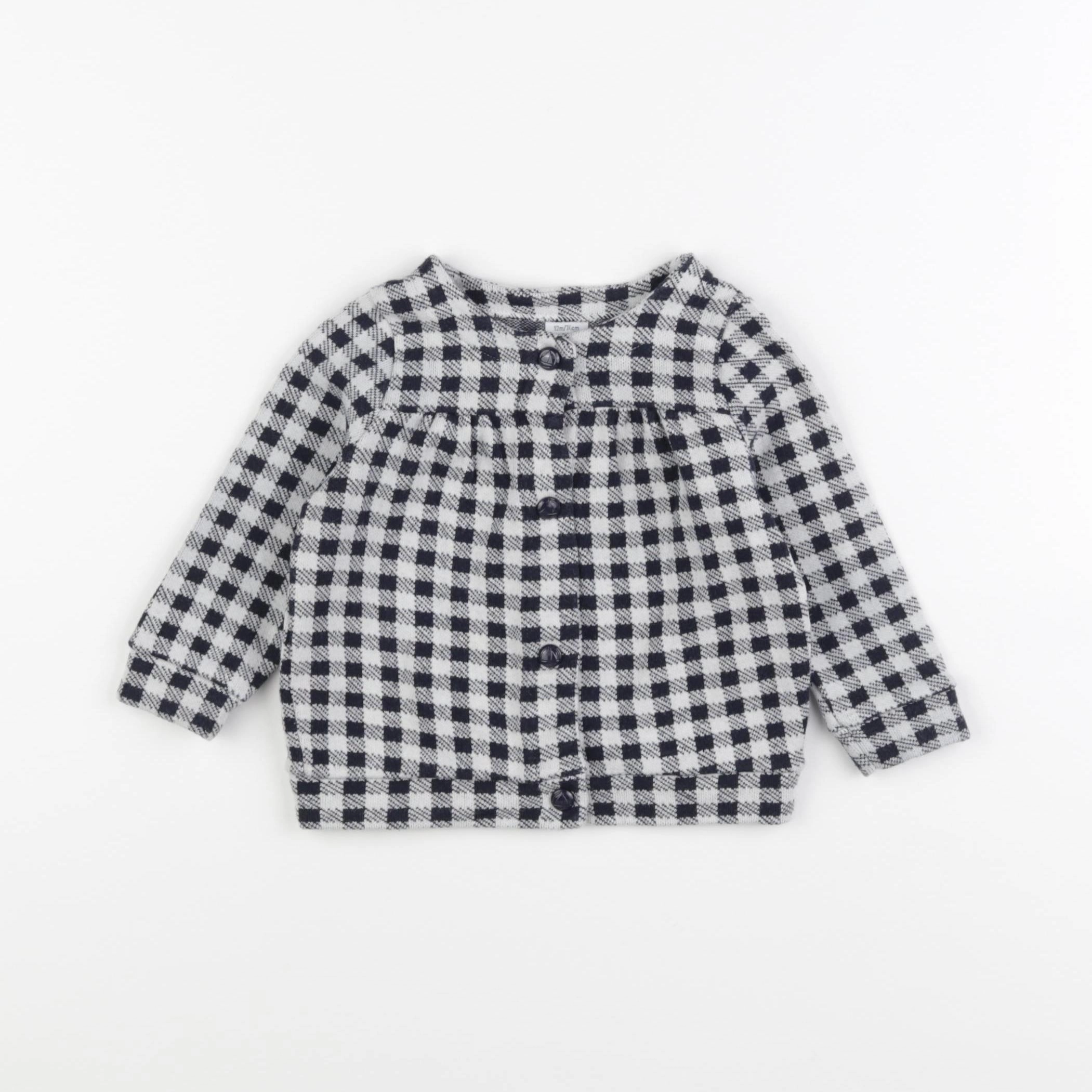 Petit Bateau - sweat blanc, bleu - 12 mois