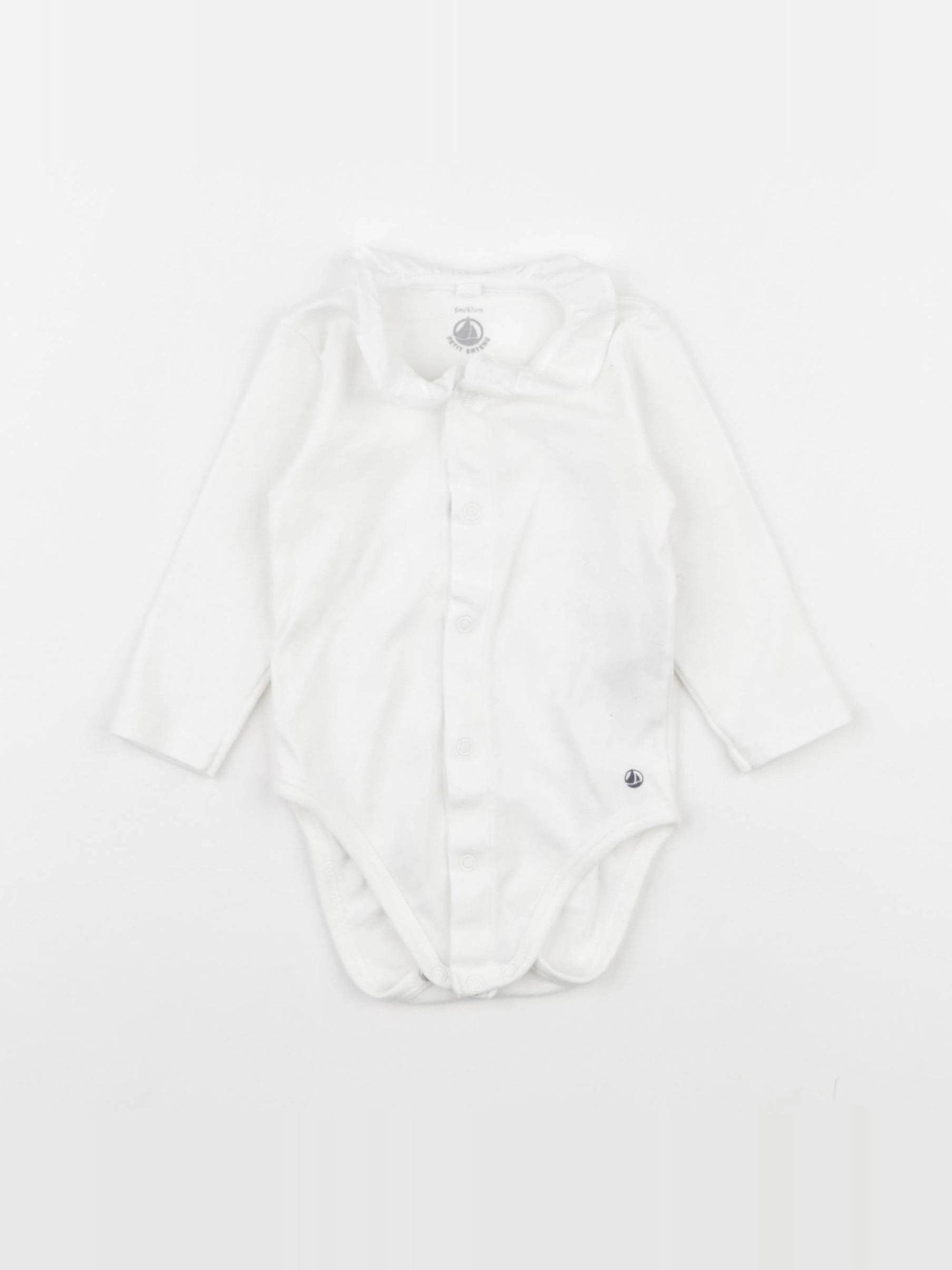 Petit Bateau - body à col beige - 6 mois
