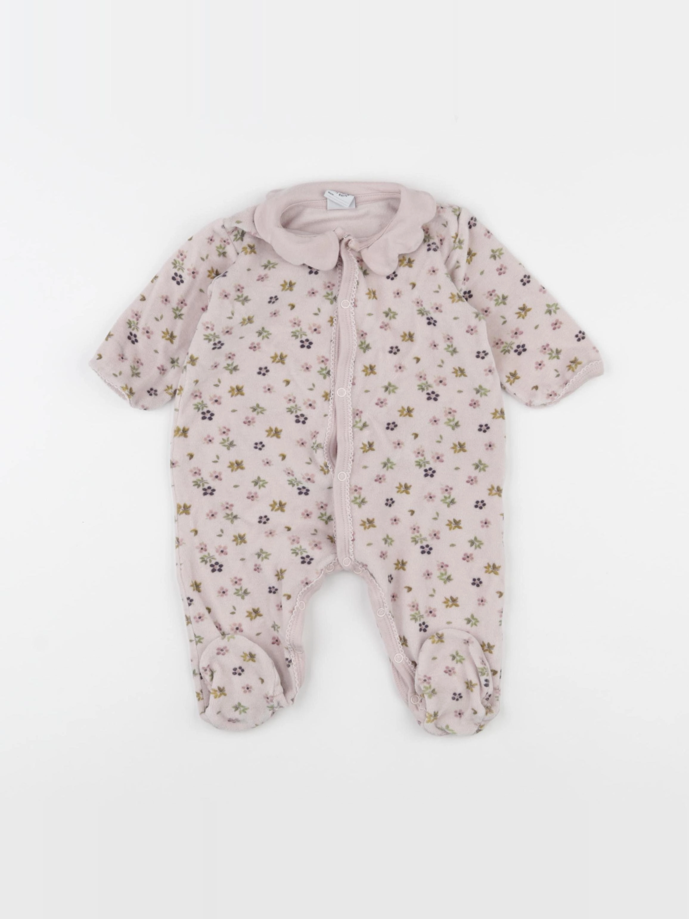 Petit Bateau - pyjama velours rose - 6 mois