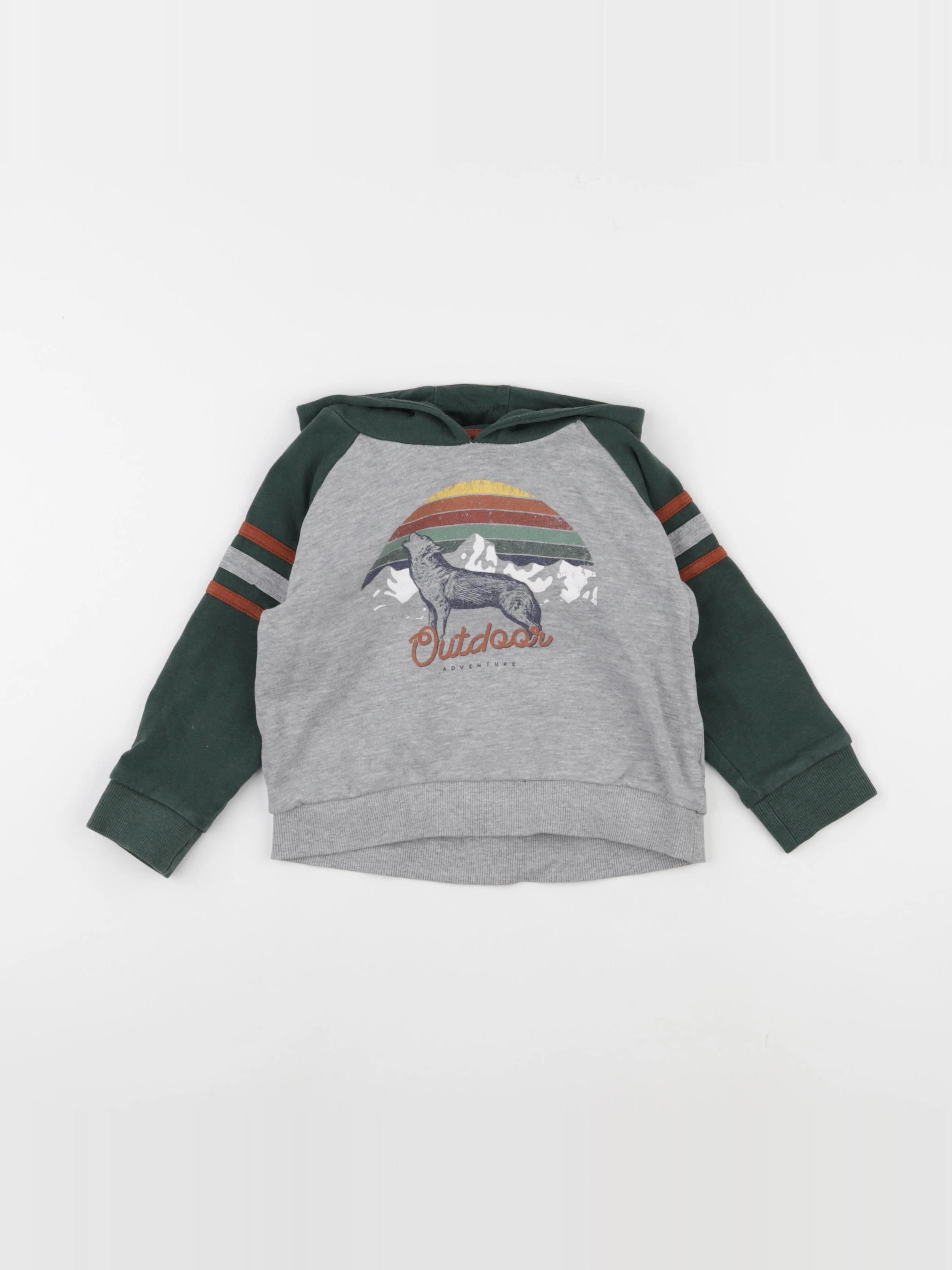 Vertbaudet - sweat gris, vert - 4 ans