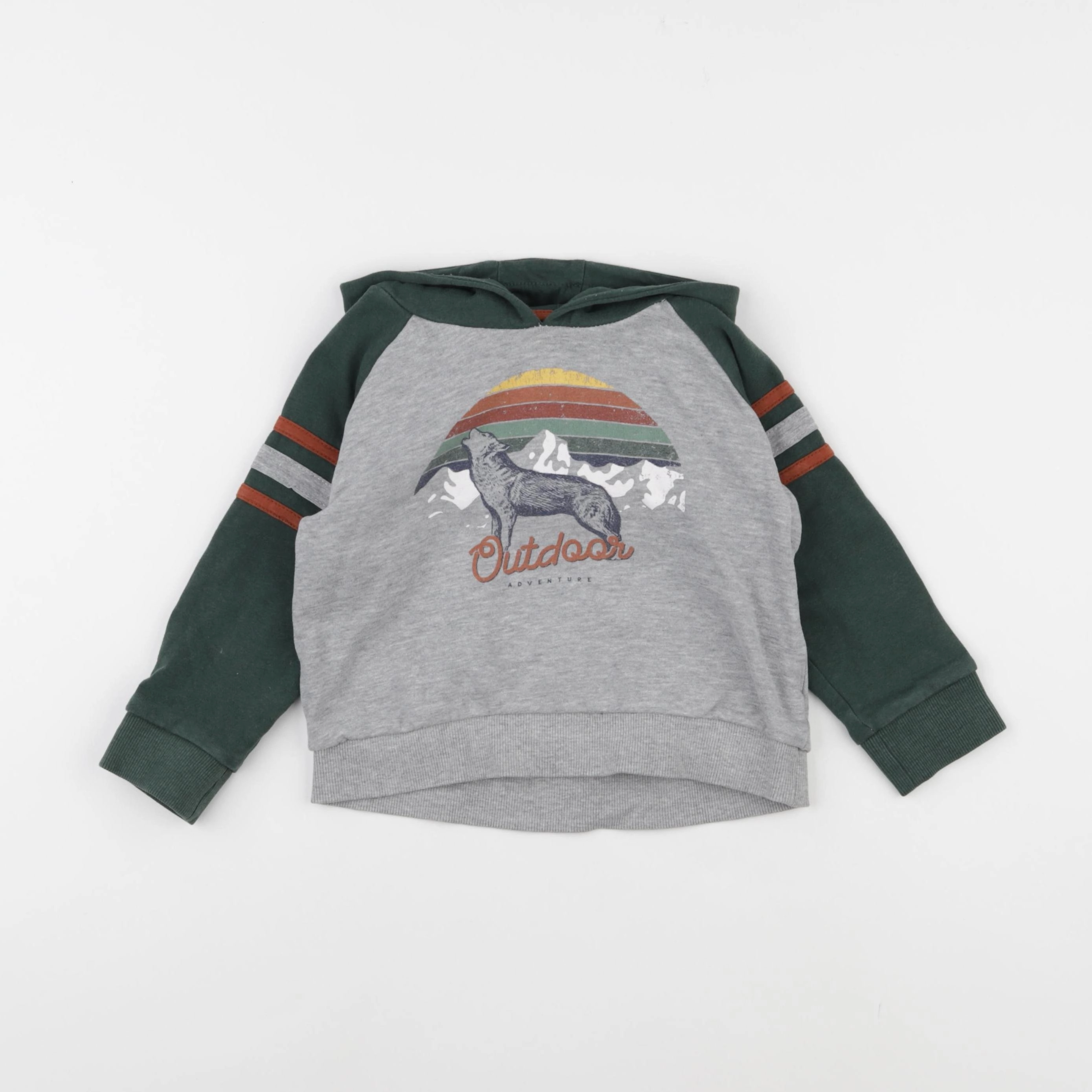 Vertbaudet - sweat gris, vert - 4 ans