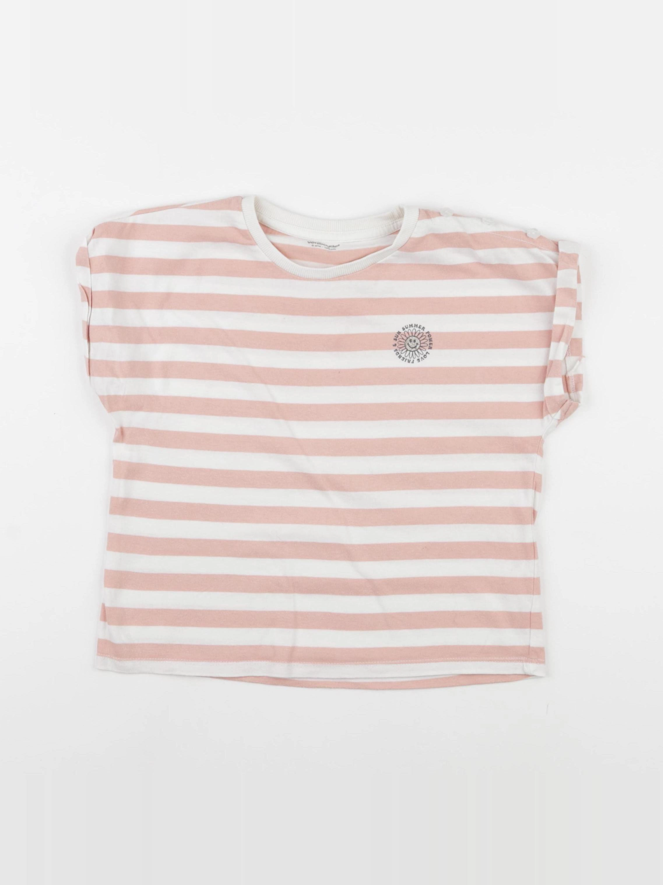 Vertbaudet - tee-shirt blanc, rose - 8 ans