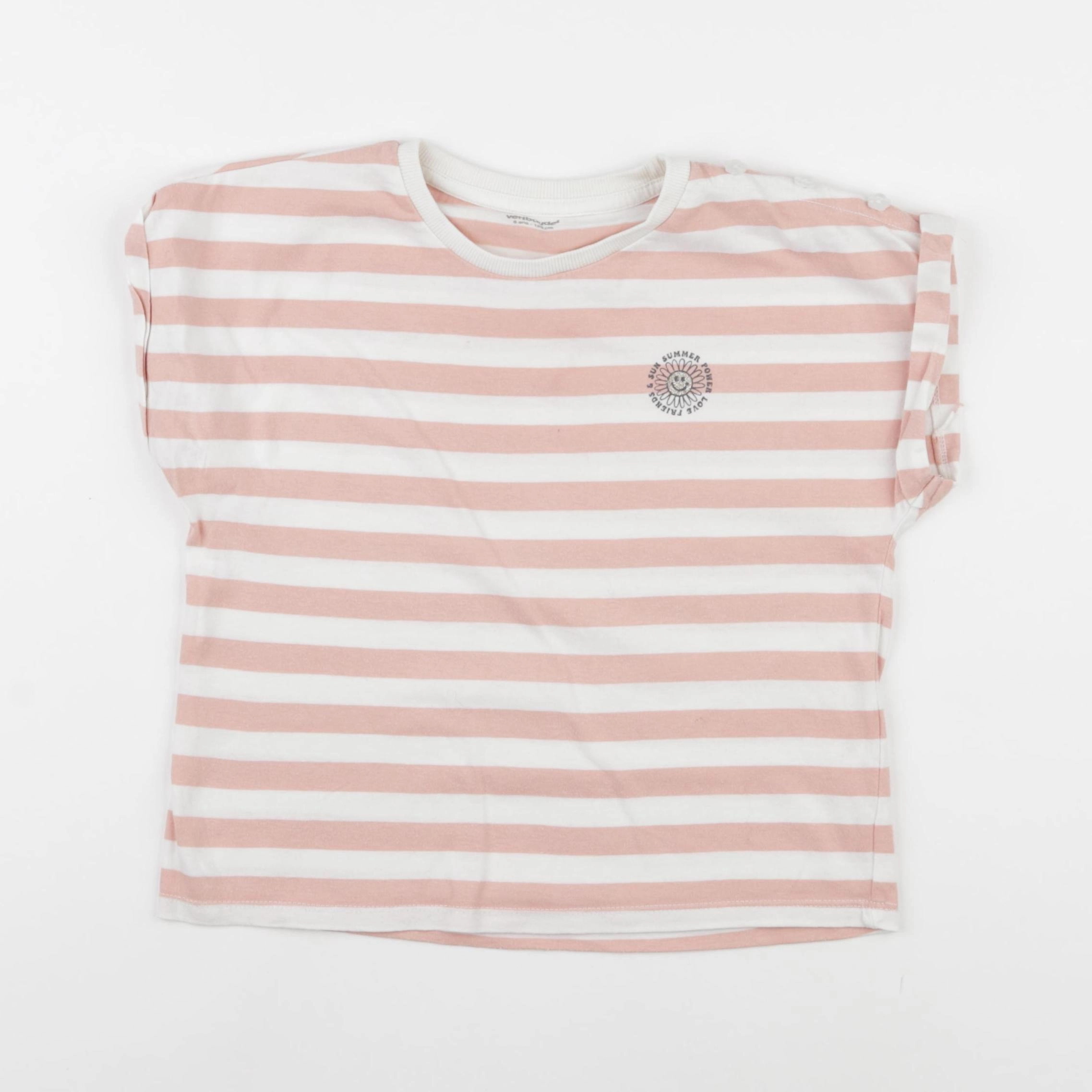 Vertbaudet - tee-shirt blanc, rose - 8 ans