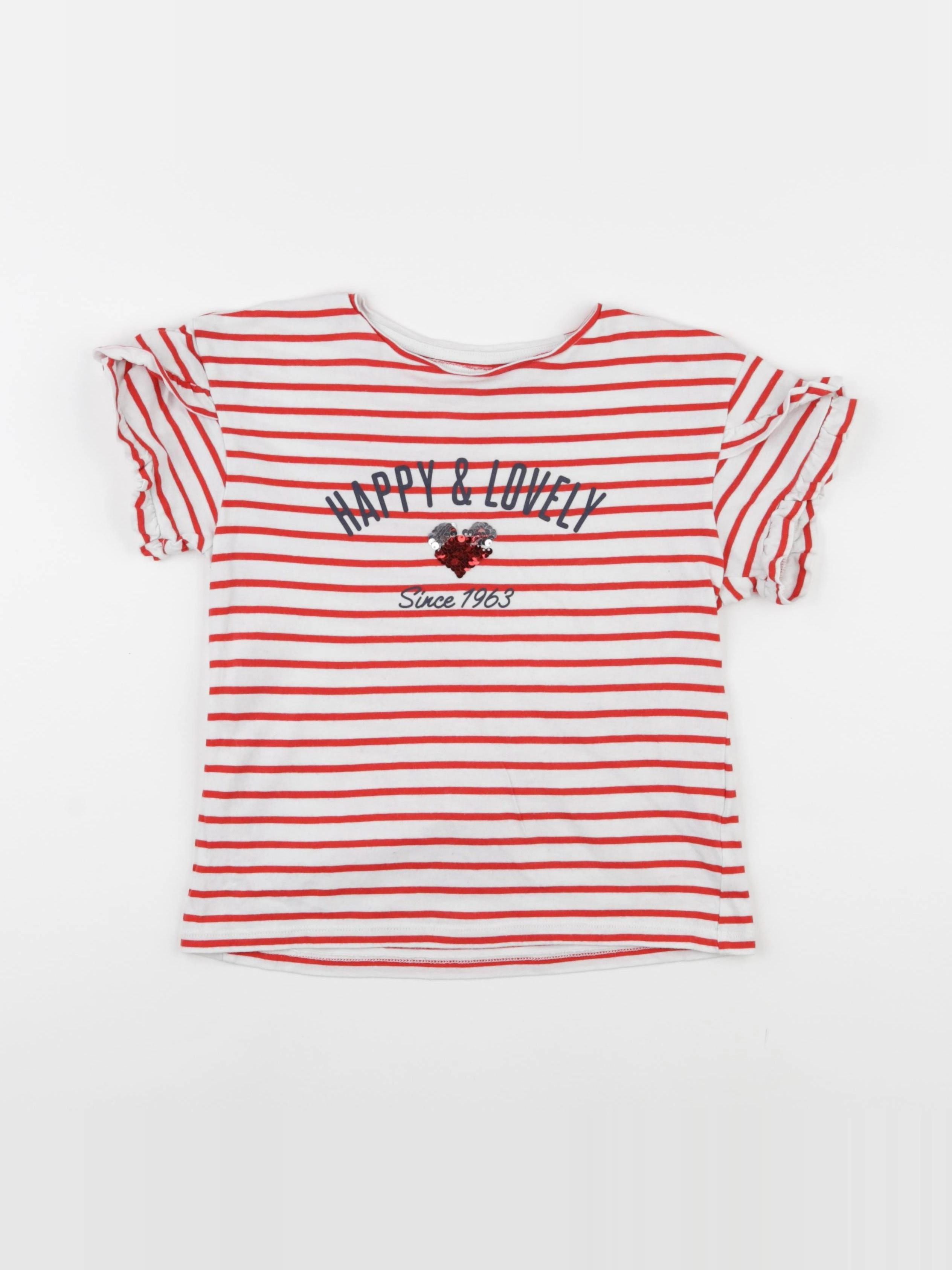 Vertbaudet - tee-shirt blanc, rouge - 8 ans