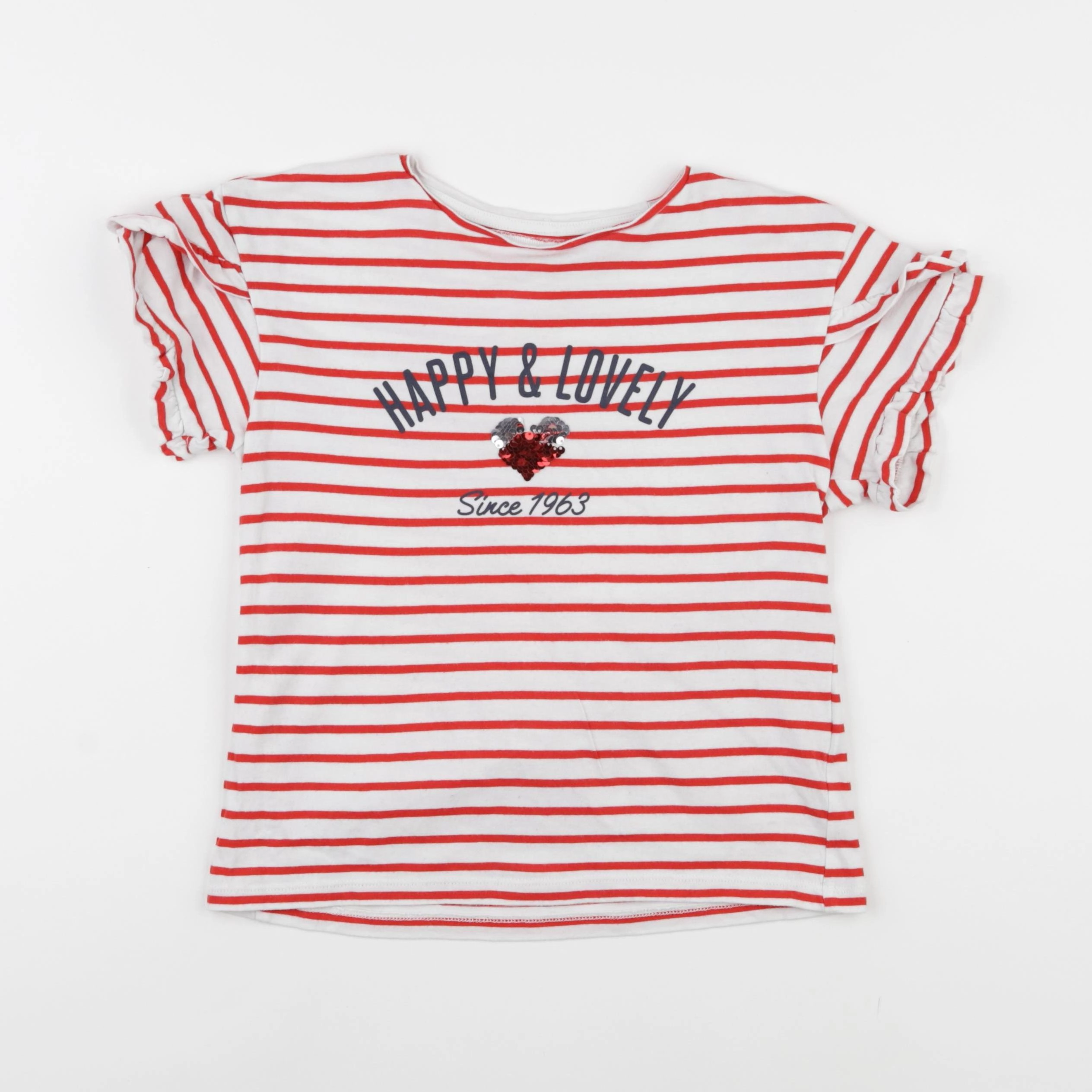 Vertbaudet - tee-shirt blanc, rouge - 8 ans