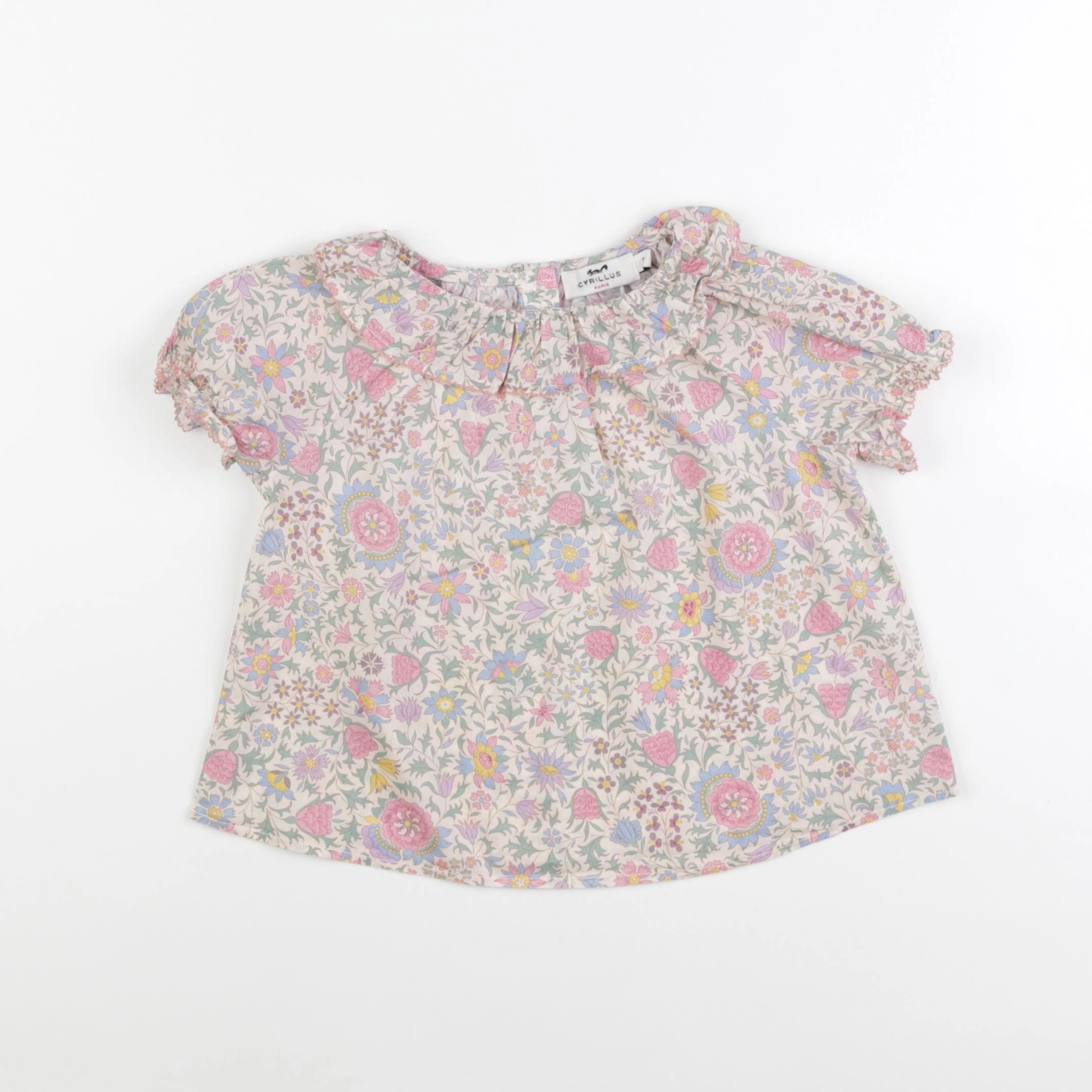 Cyrillus - blouse rose, vert - 3 ans