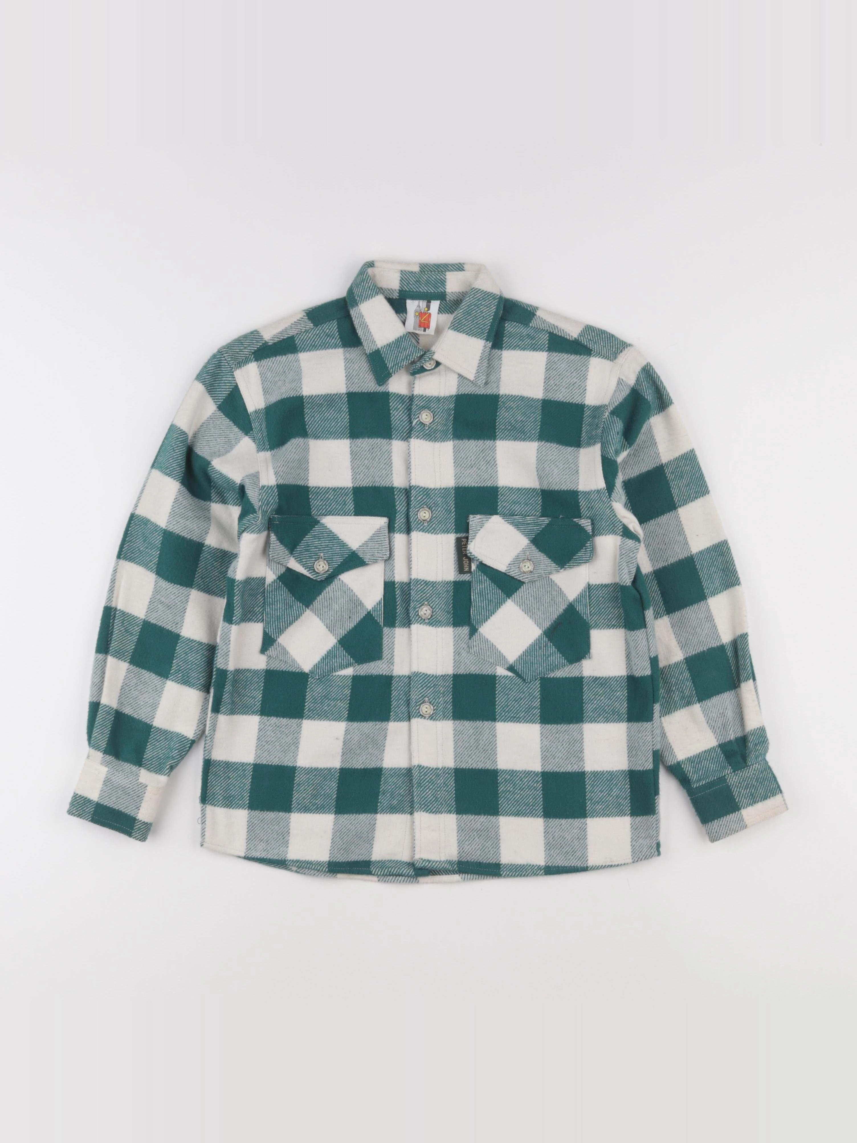 Vintage - chemise blanc, vert - 8 ans