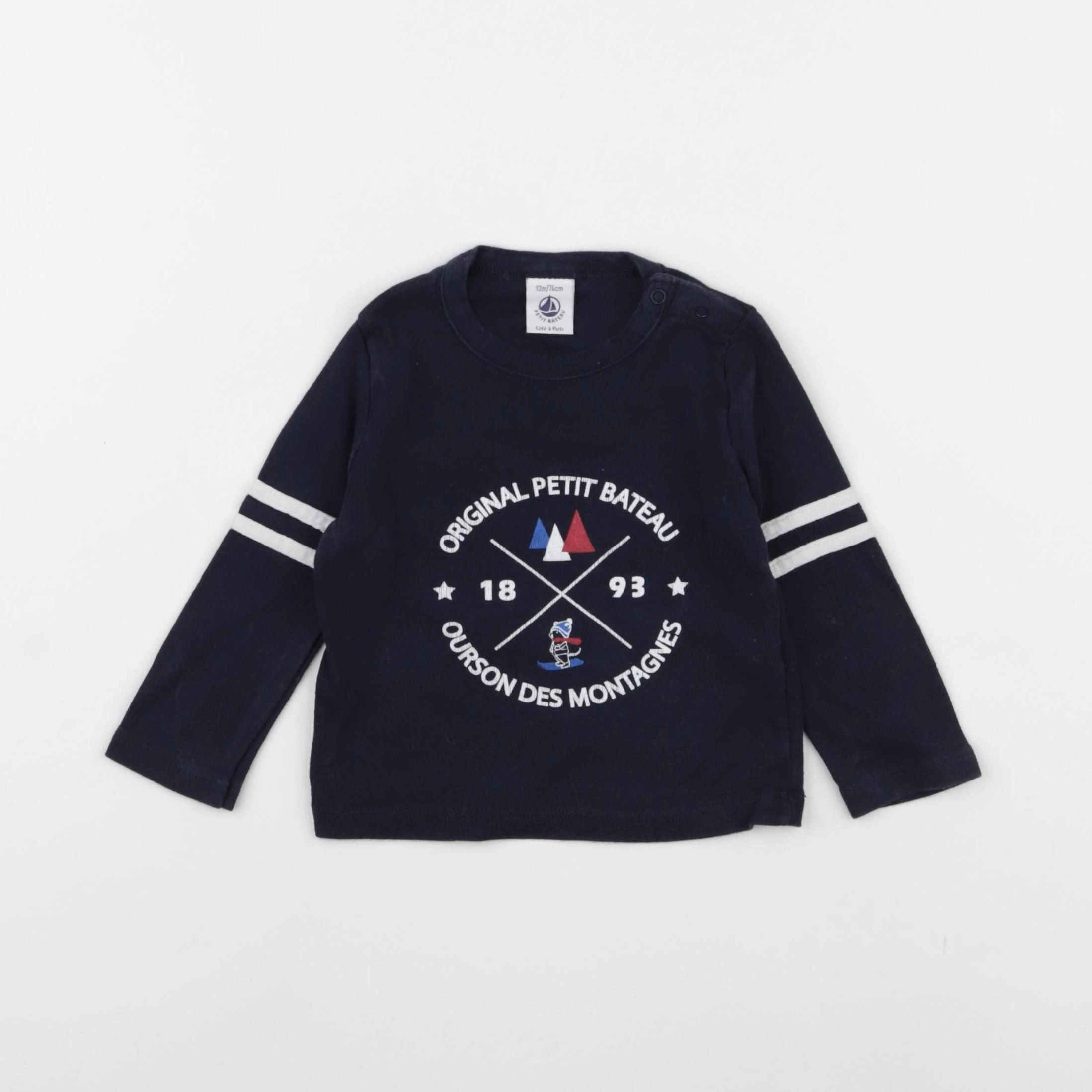 Petit Bateau - tee-shirt bleu - 12 mois