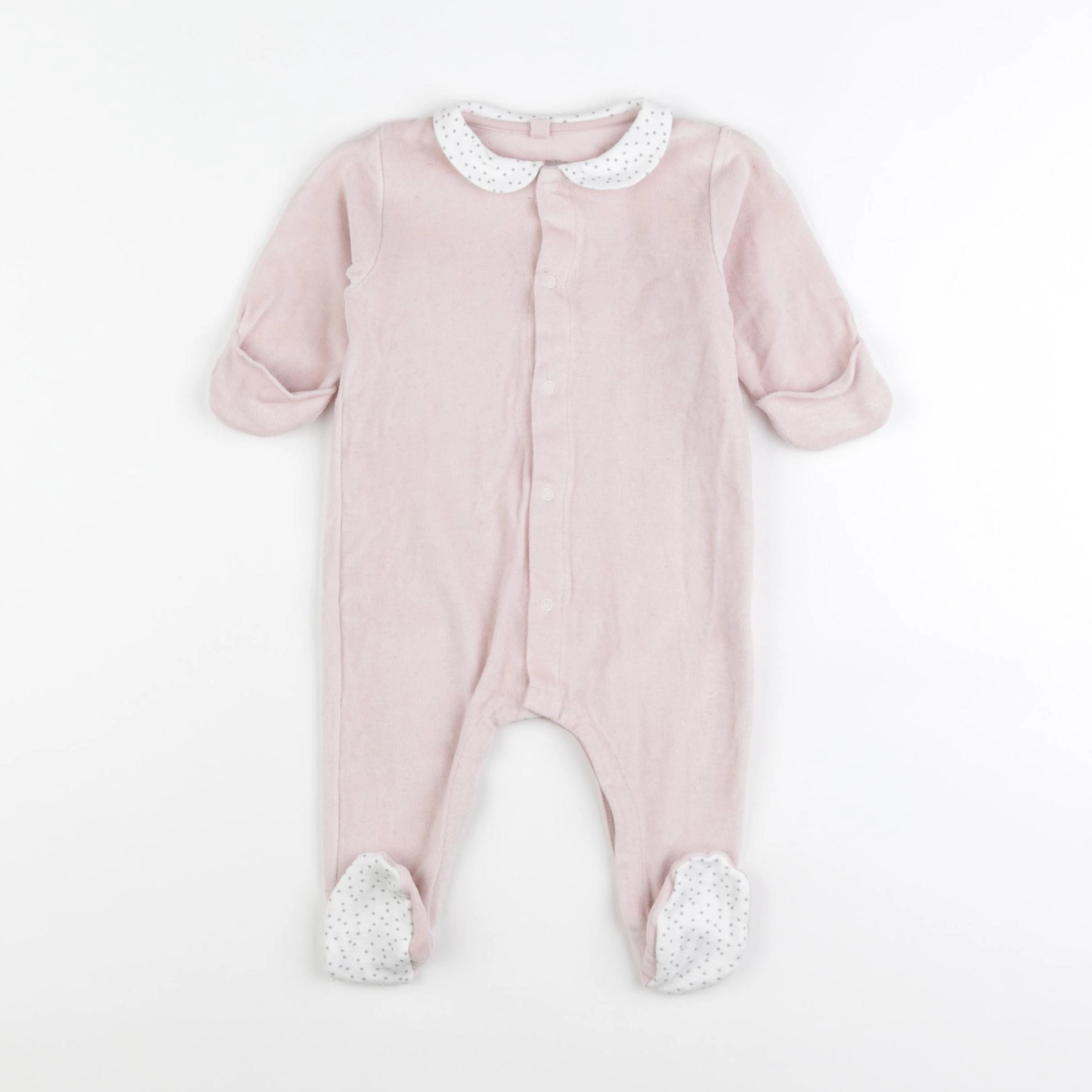 Petit Bateau - pyjama velours rose - 6 mois