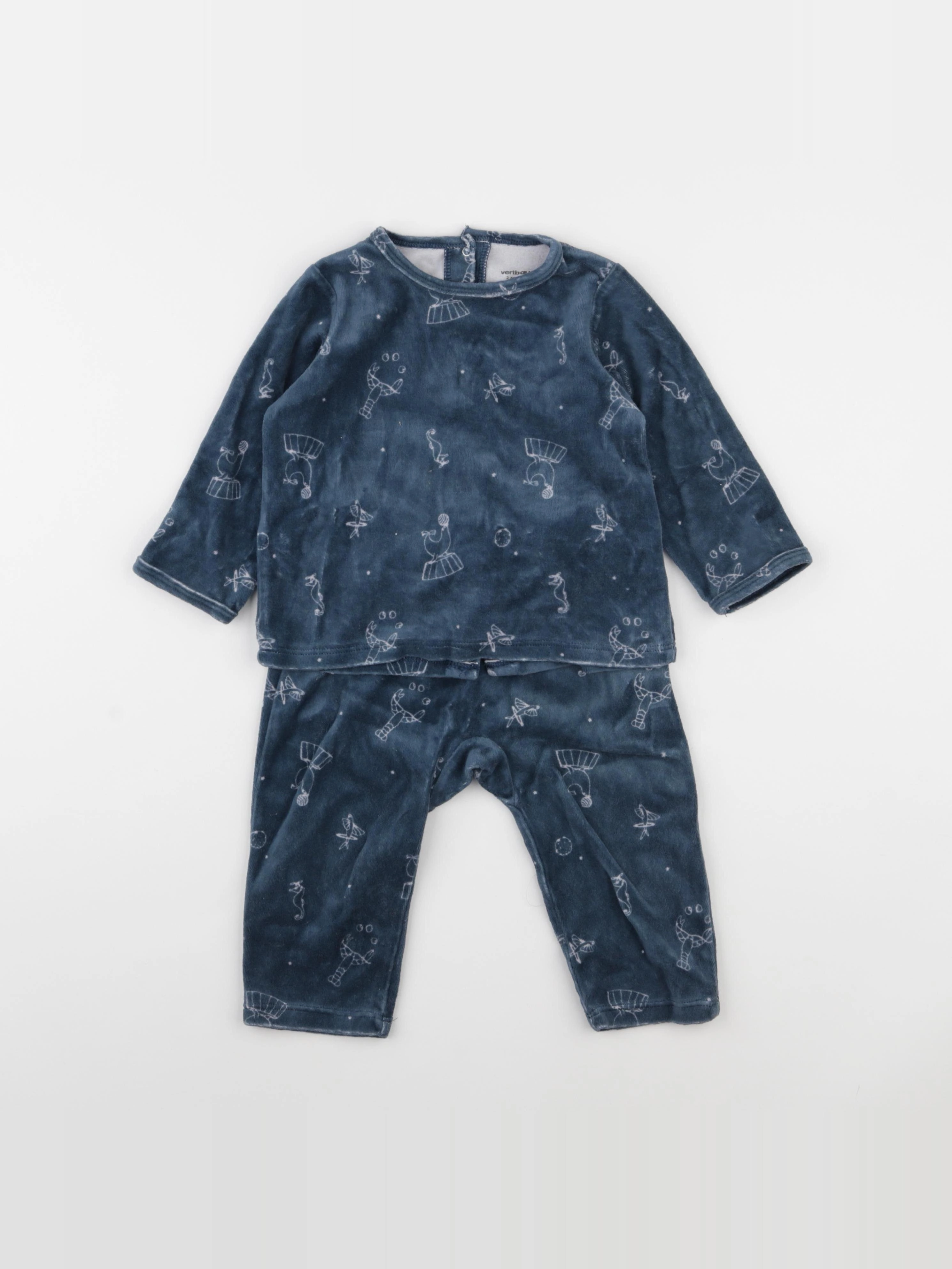 Vertbaudet - pyjama velours bleu - 2 ans