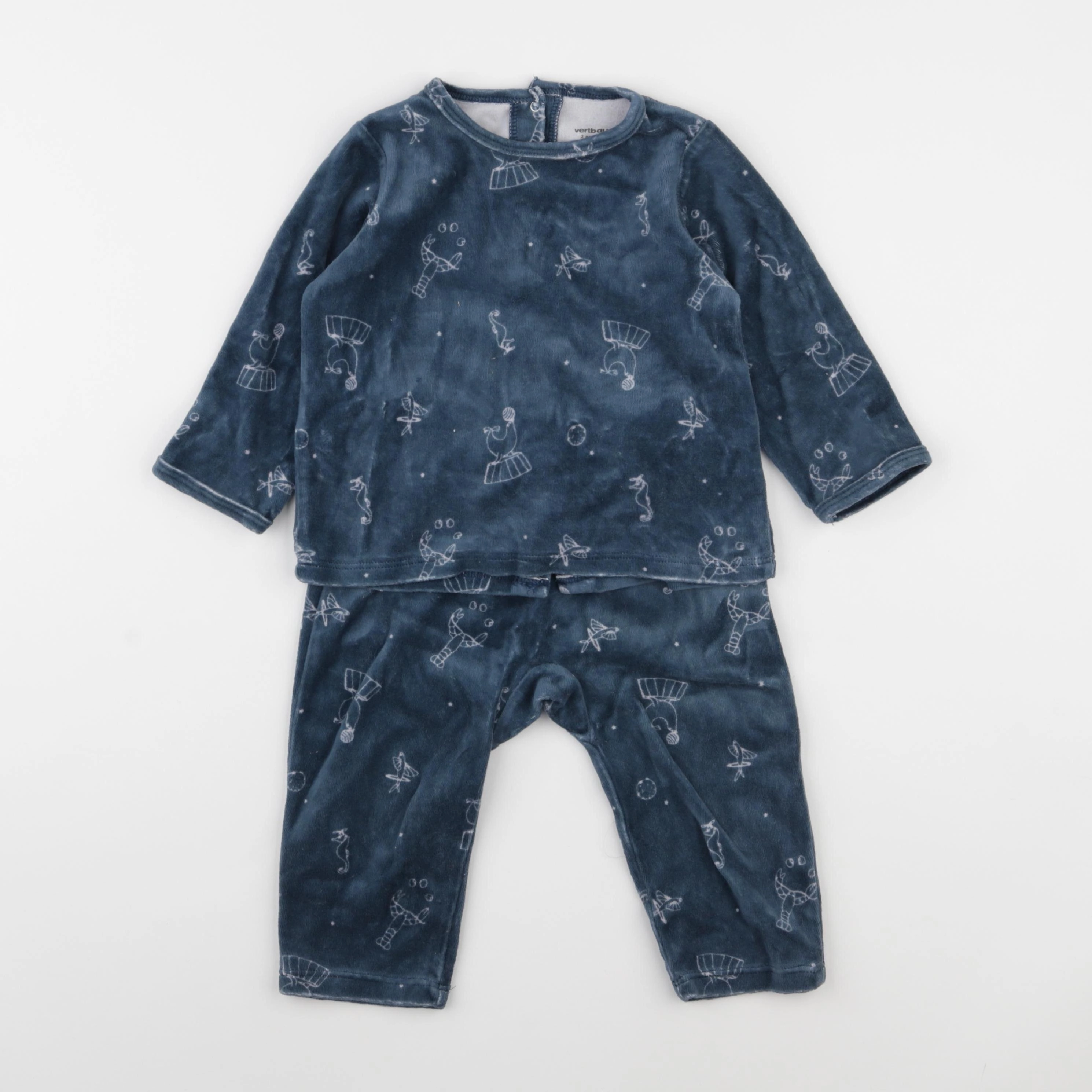 Vertbaudet - pyjama velours bleu - 2 ans