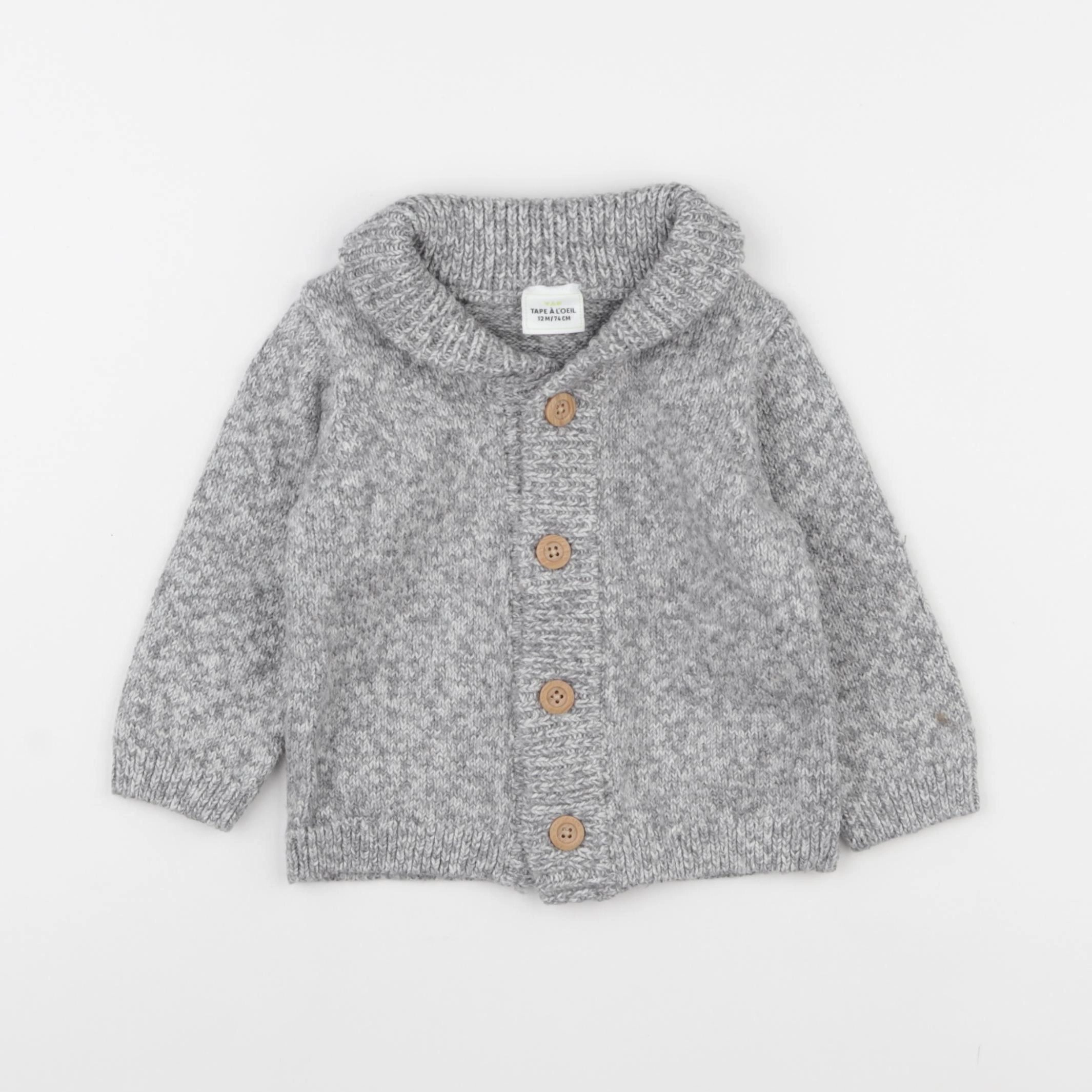 Tape à l'oeil - gilet gris - 12 mois
