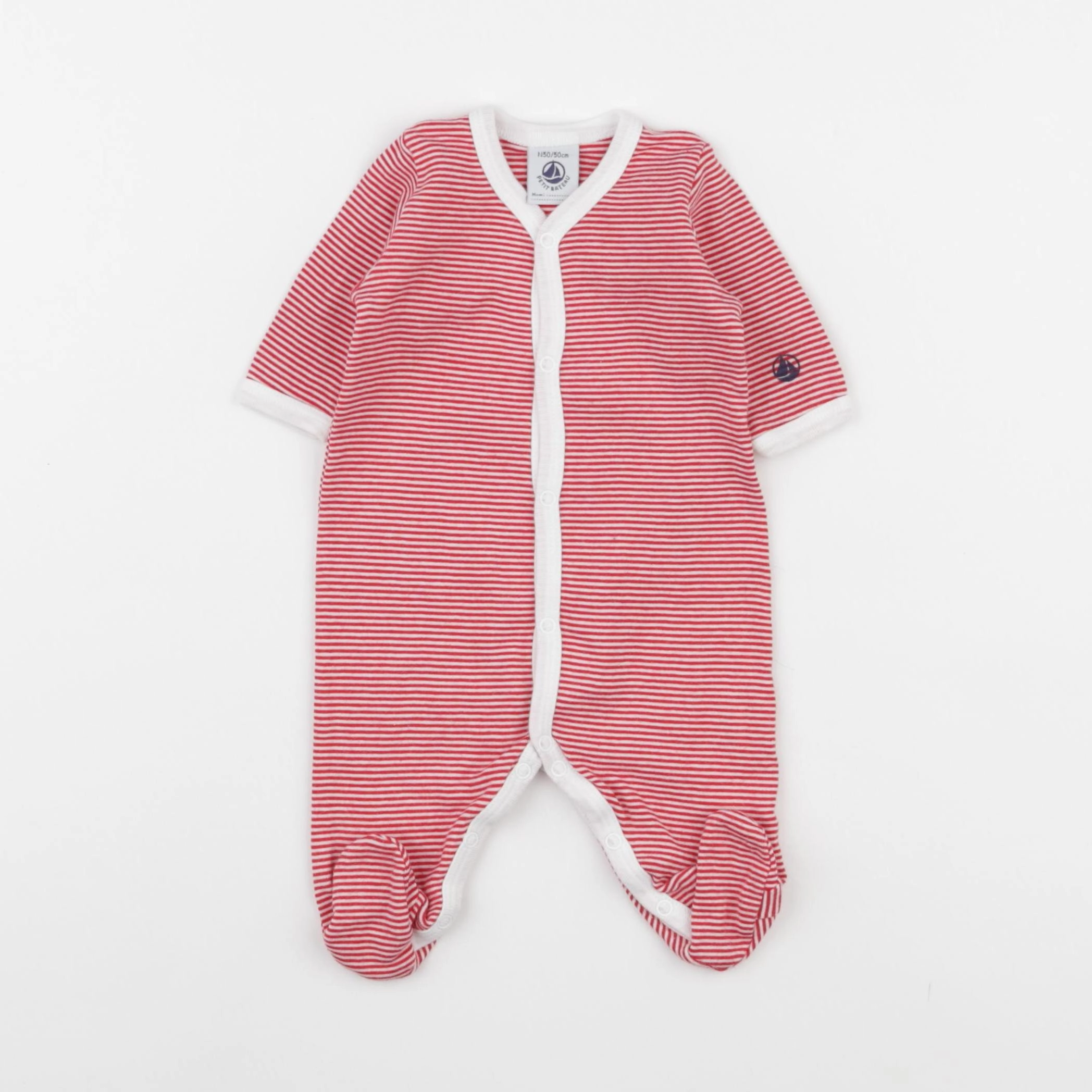 Petit Bateau - pyjama coton rouge - 0 mois