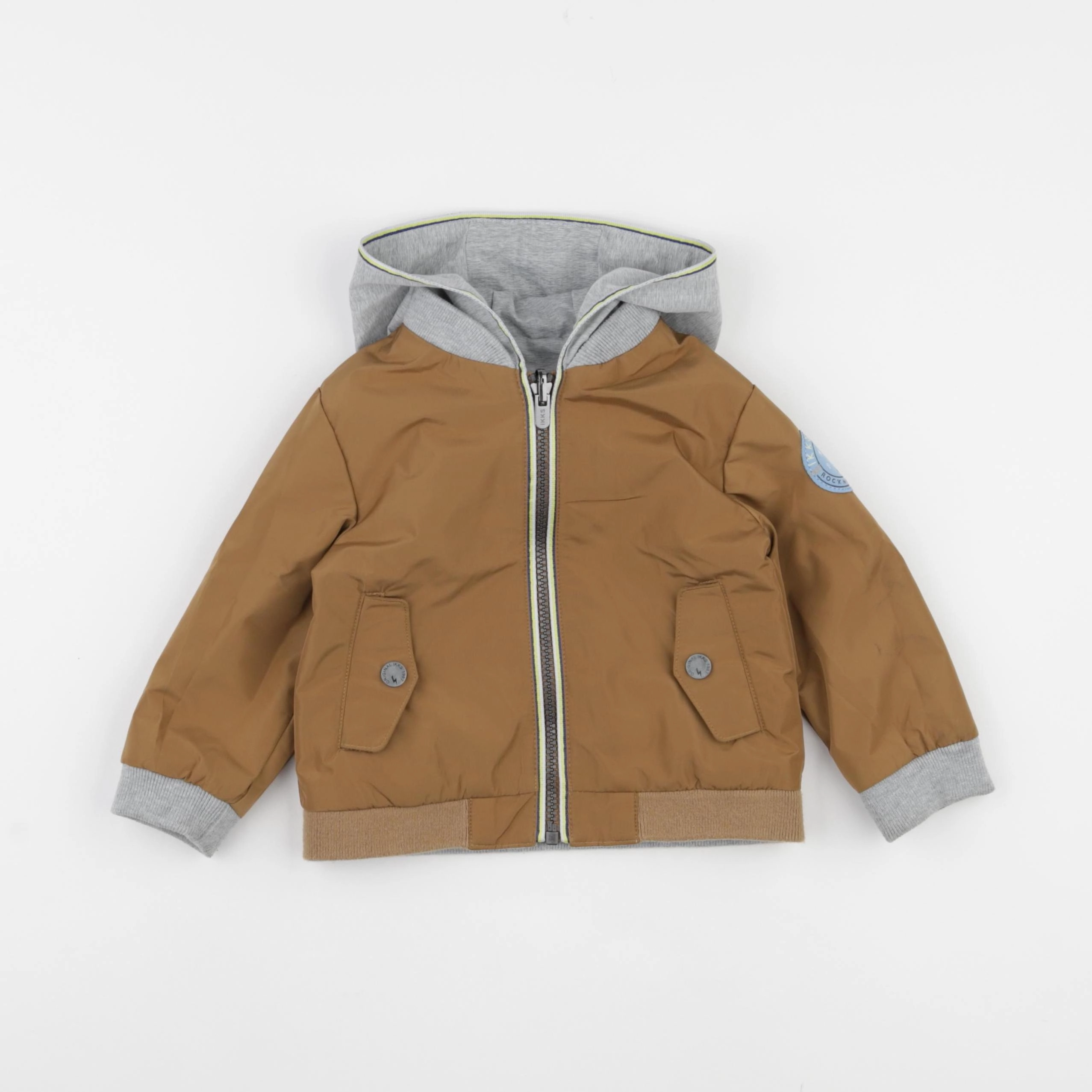 IKKS - veste réversible marron, gris - 12 mois