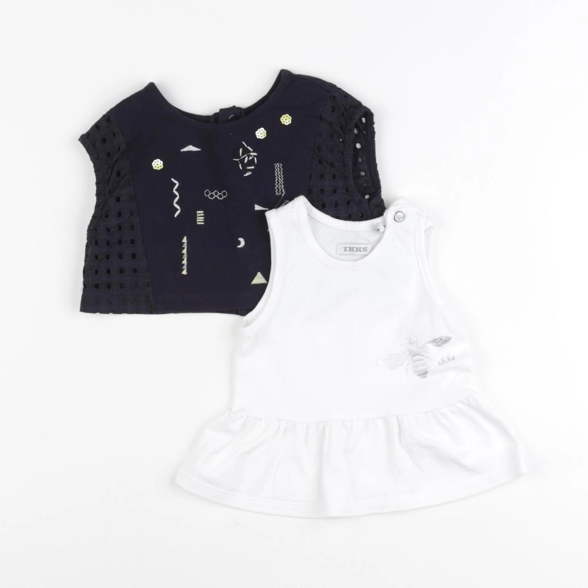 IKKS - ensemble blanc, noir - 6 mois