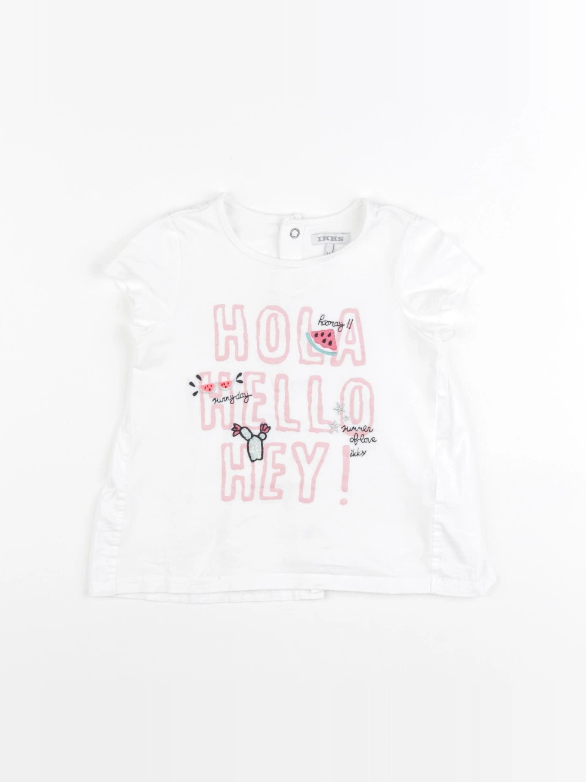 IKKS - tee-shirt blanc, rose - 2 ans