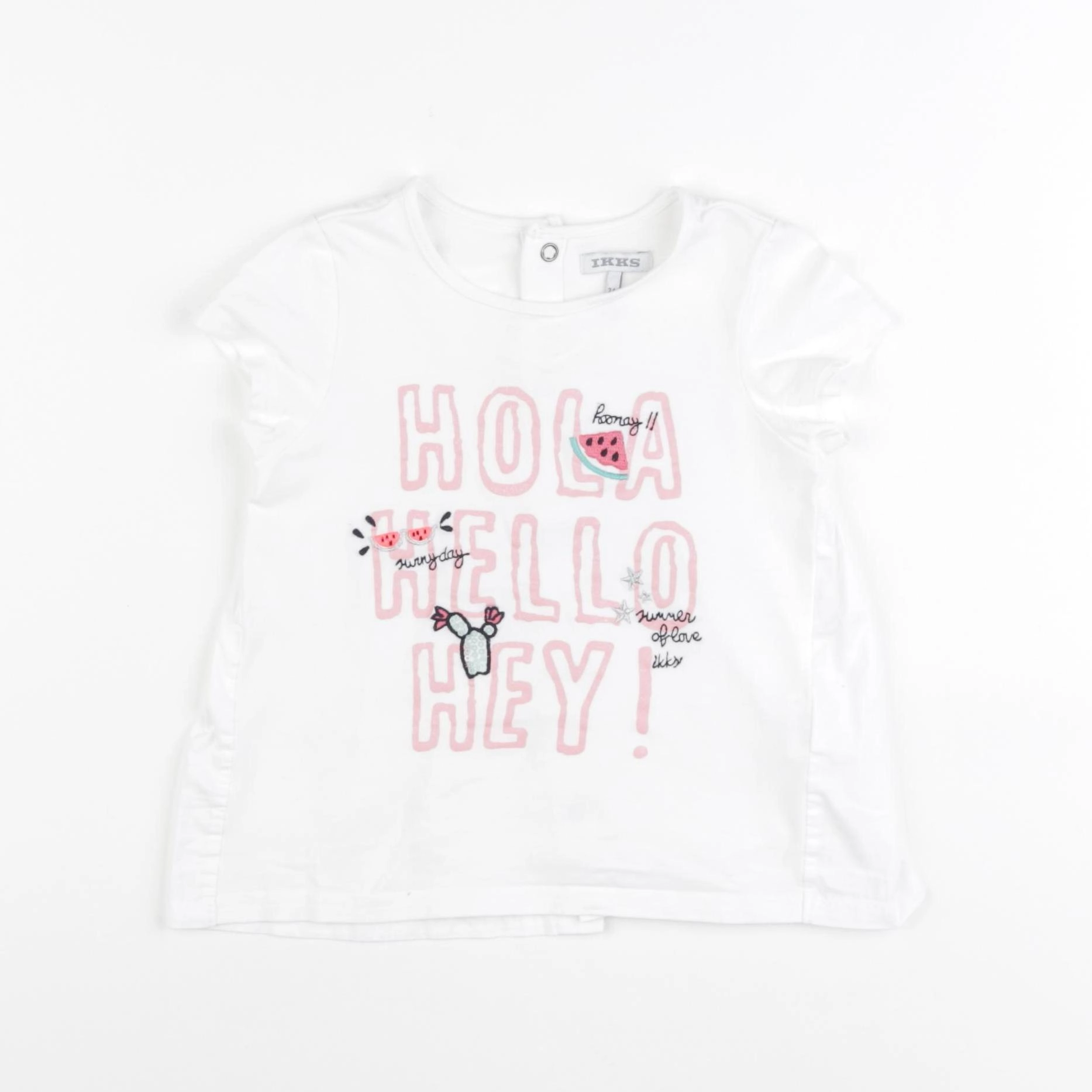 IKKS - tee-shirt blanc, rose - 2 ans