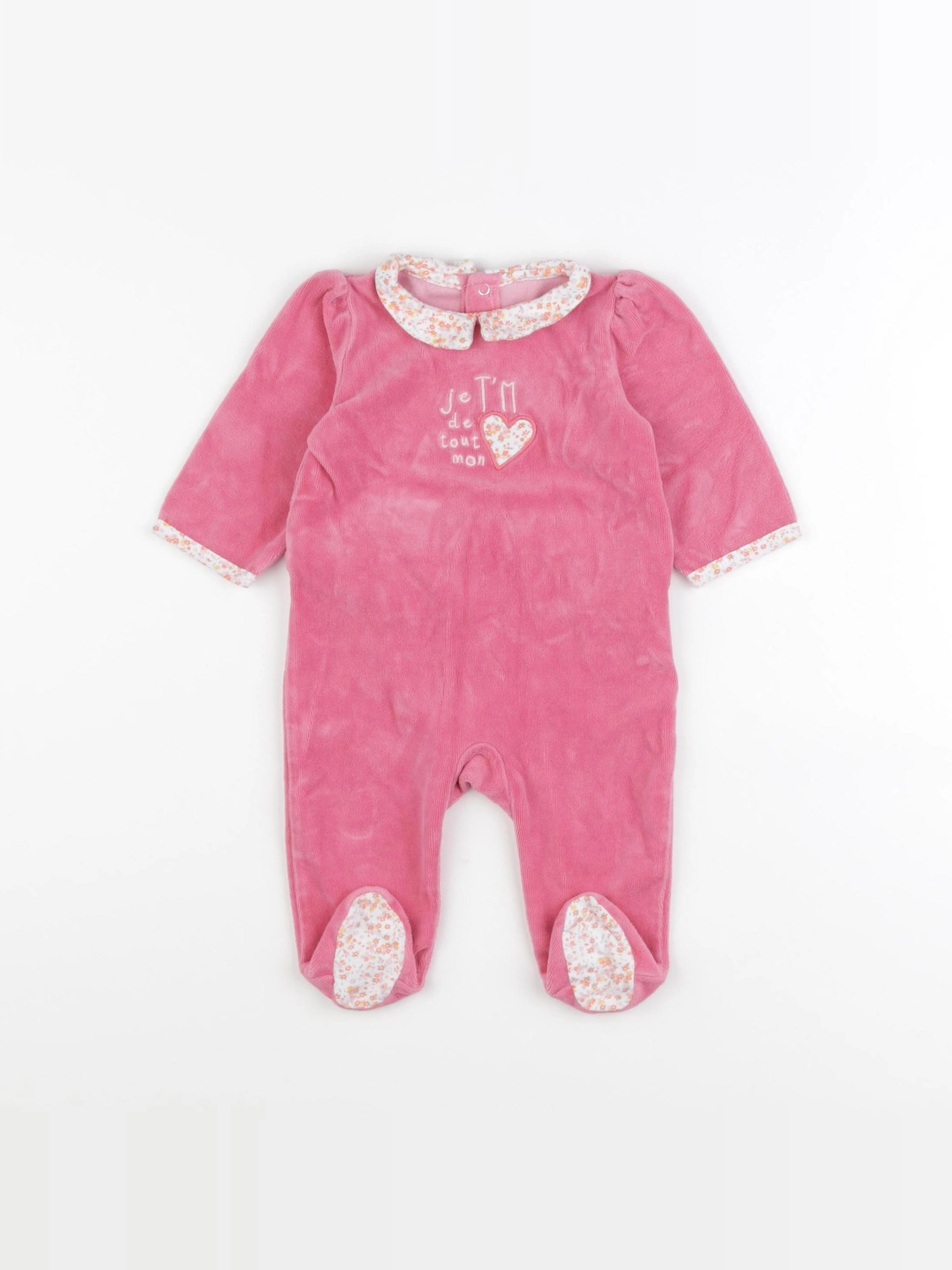 Tape à l'oeil - pyjama velours rose - 3 mois