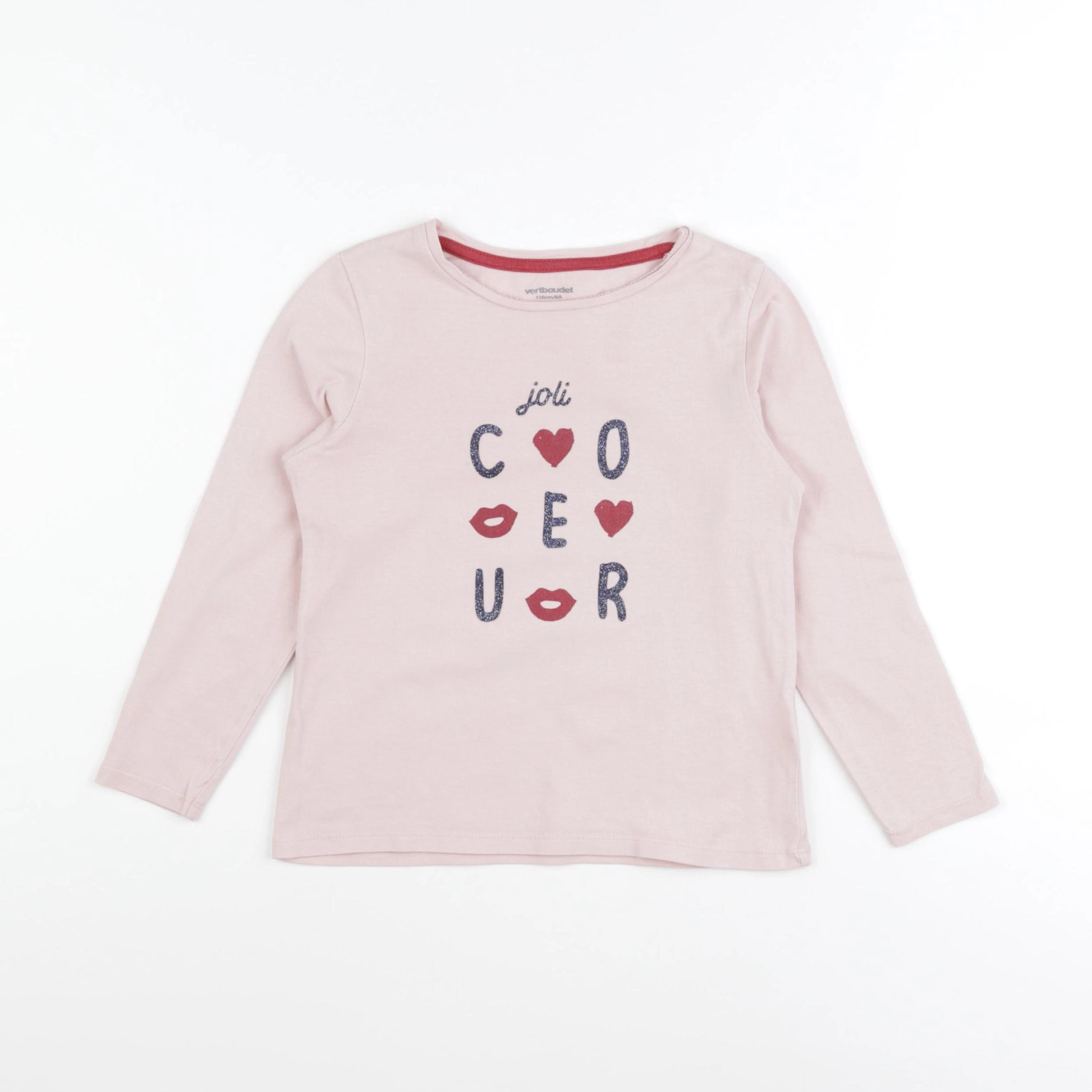 Vertbaudet - tee-shirt rose - 6 ans