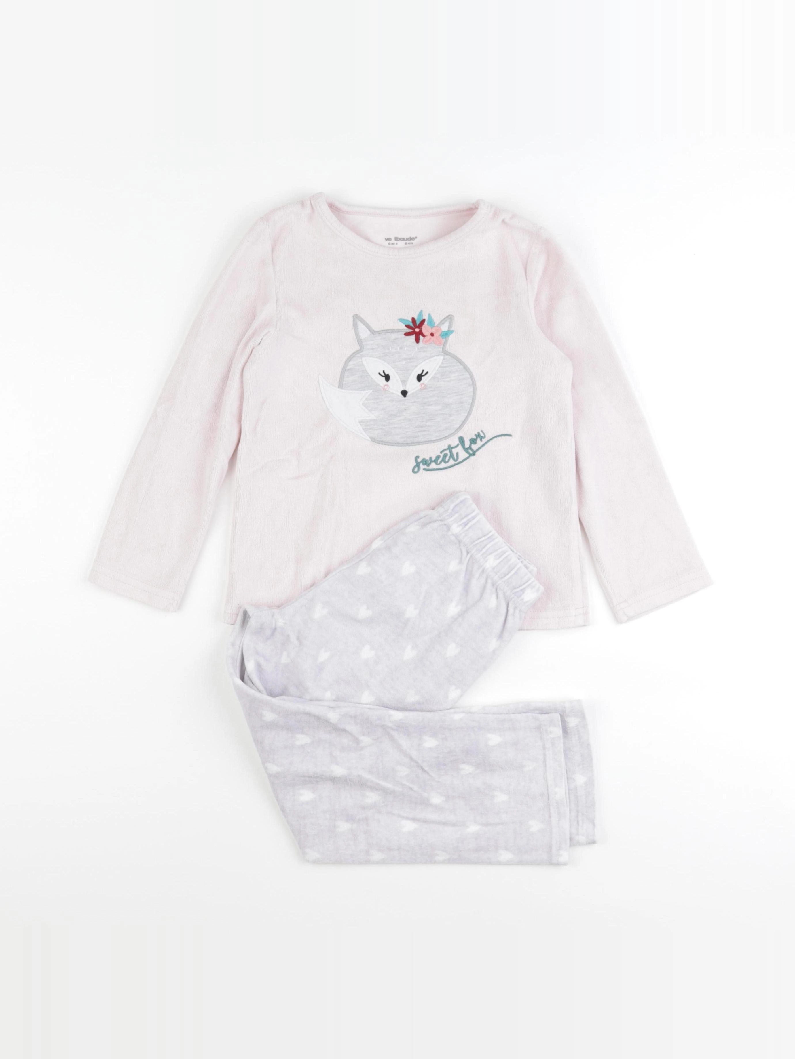 Vertbaudet - pyjama velours rose - 6 ans