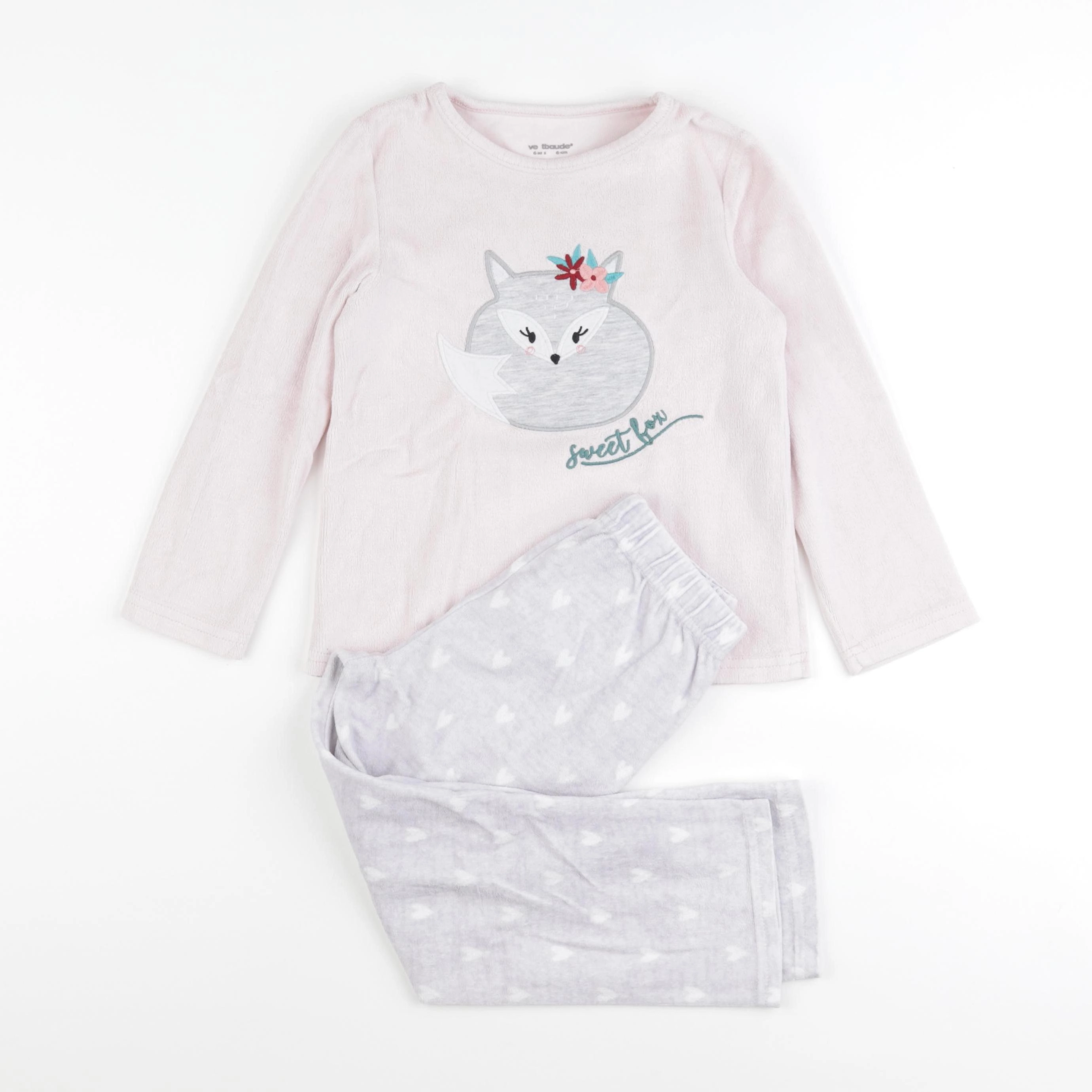 Vertbaudet - pyjama velours rose - 6 ans