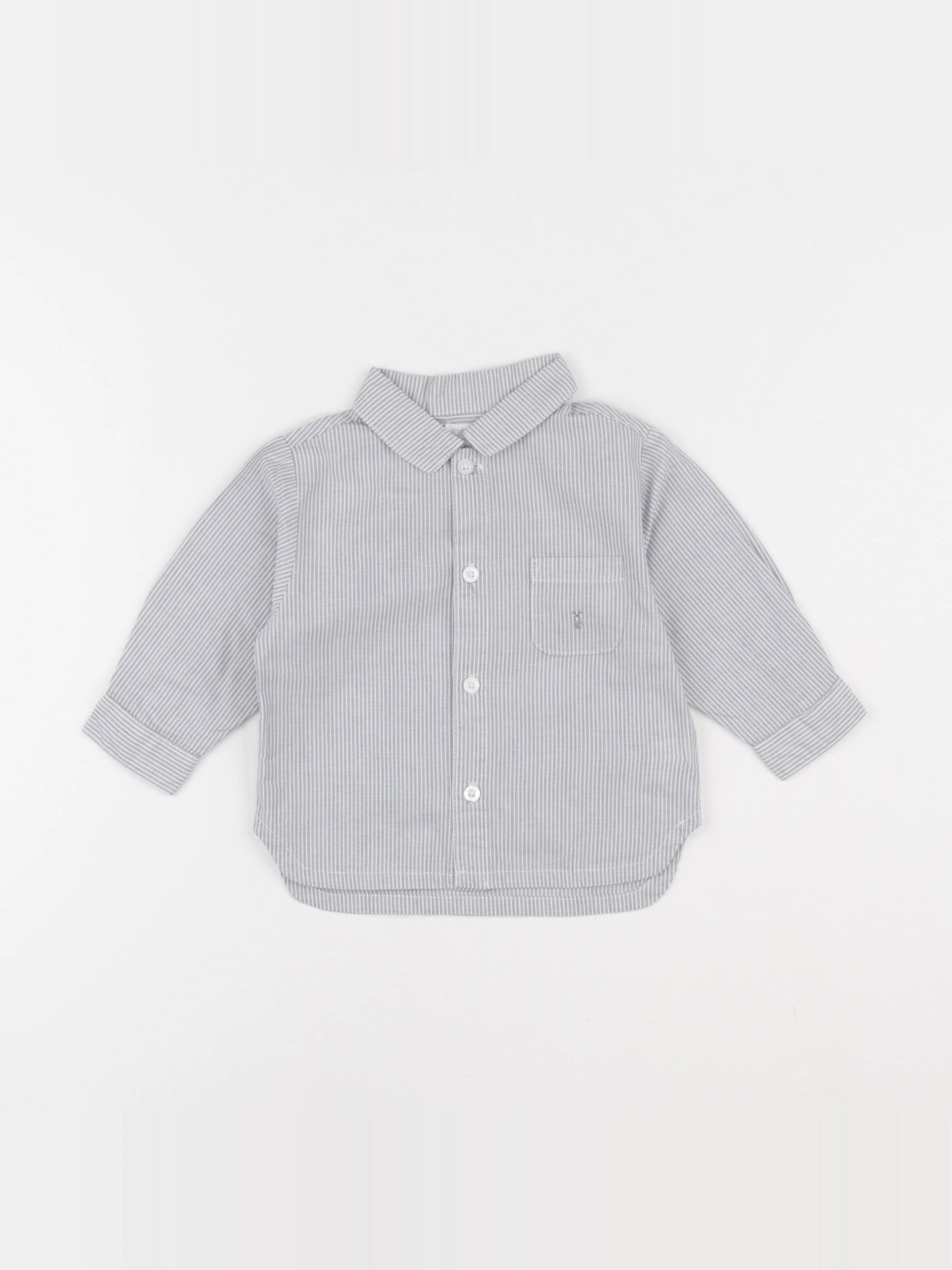 Obaïbi - chemise blanc, gris - 6 mois