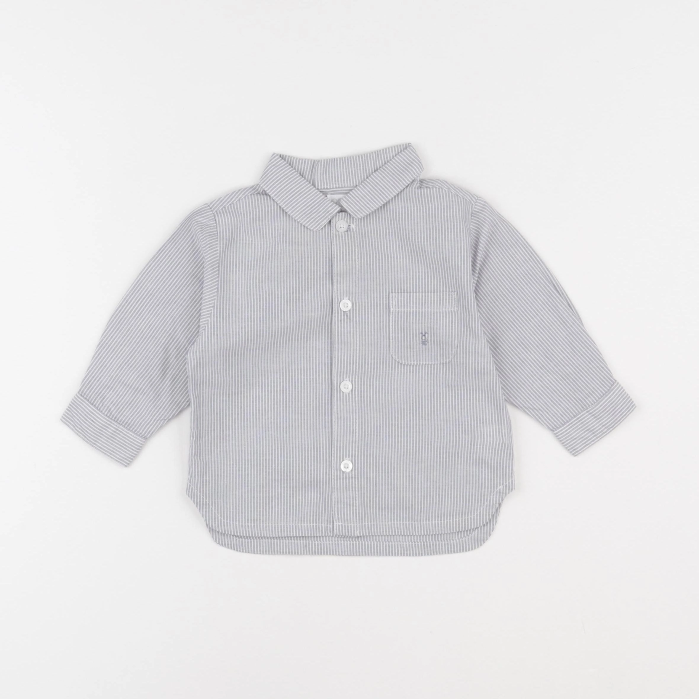 Obaïbi - chemise blanc, gris - 6 mois