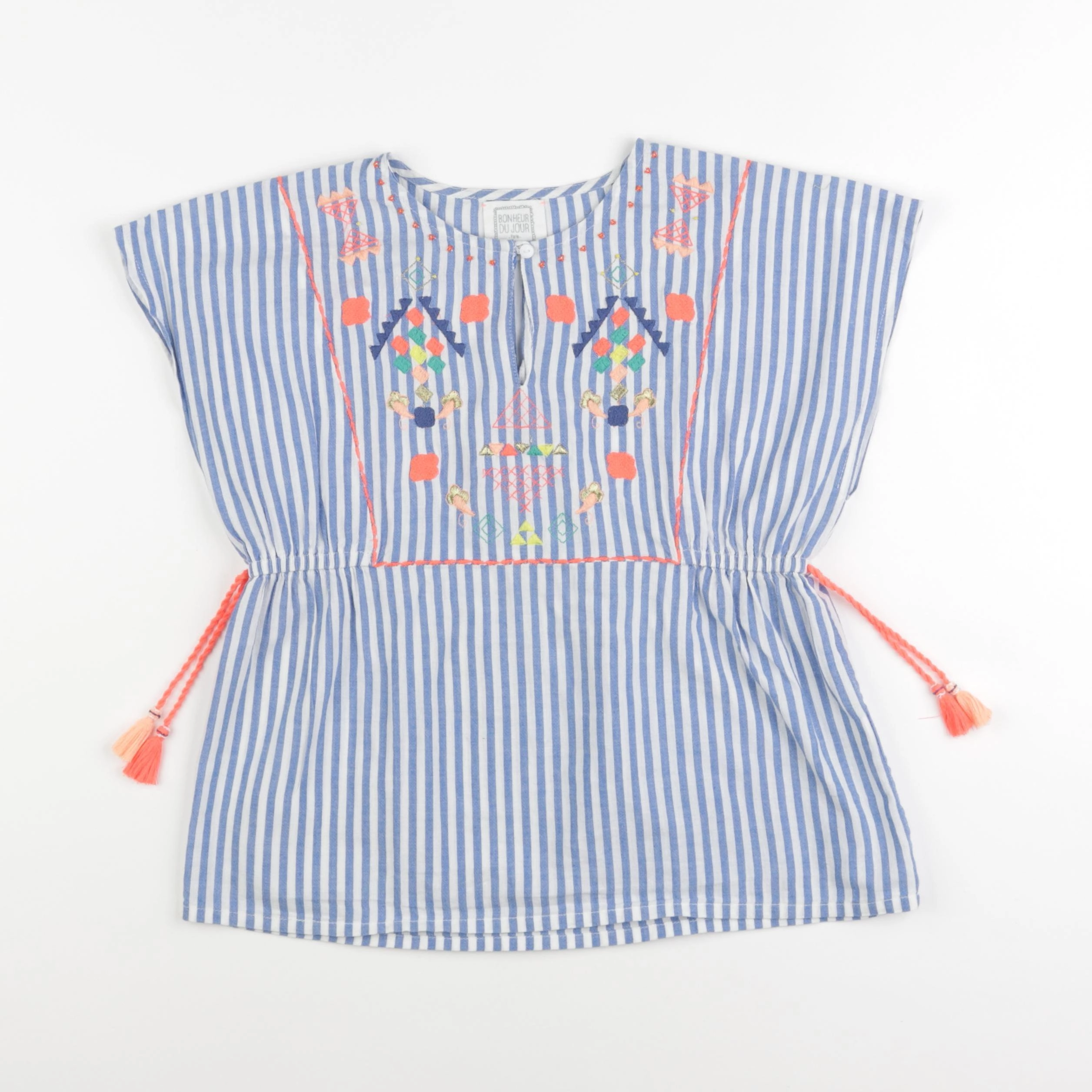 Bonheur du jour - blouse bleu, blanc - 8 ans