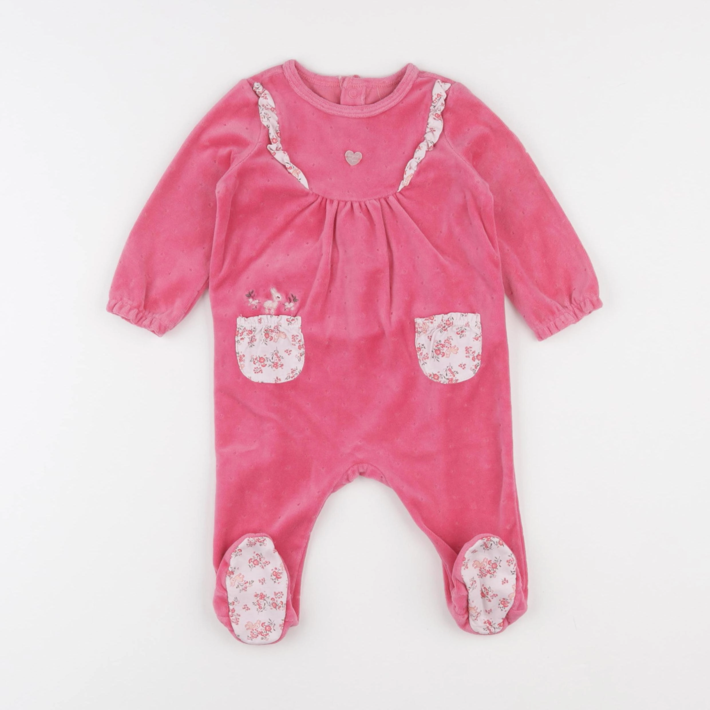 Sergent Major - pyjama velours rose - 6 mois