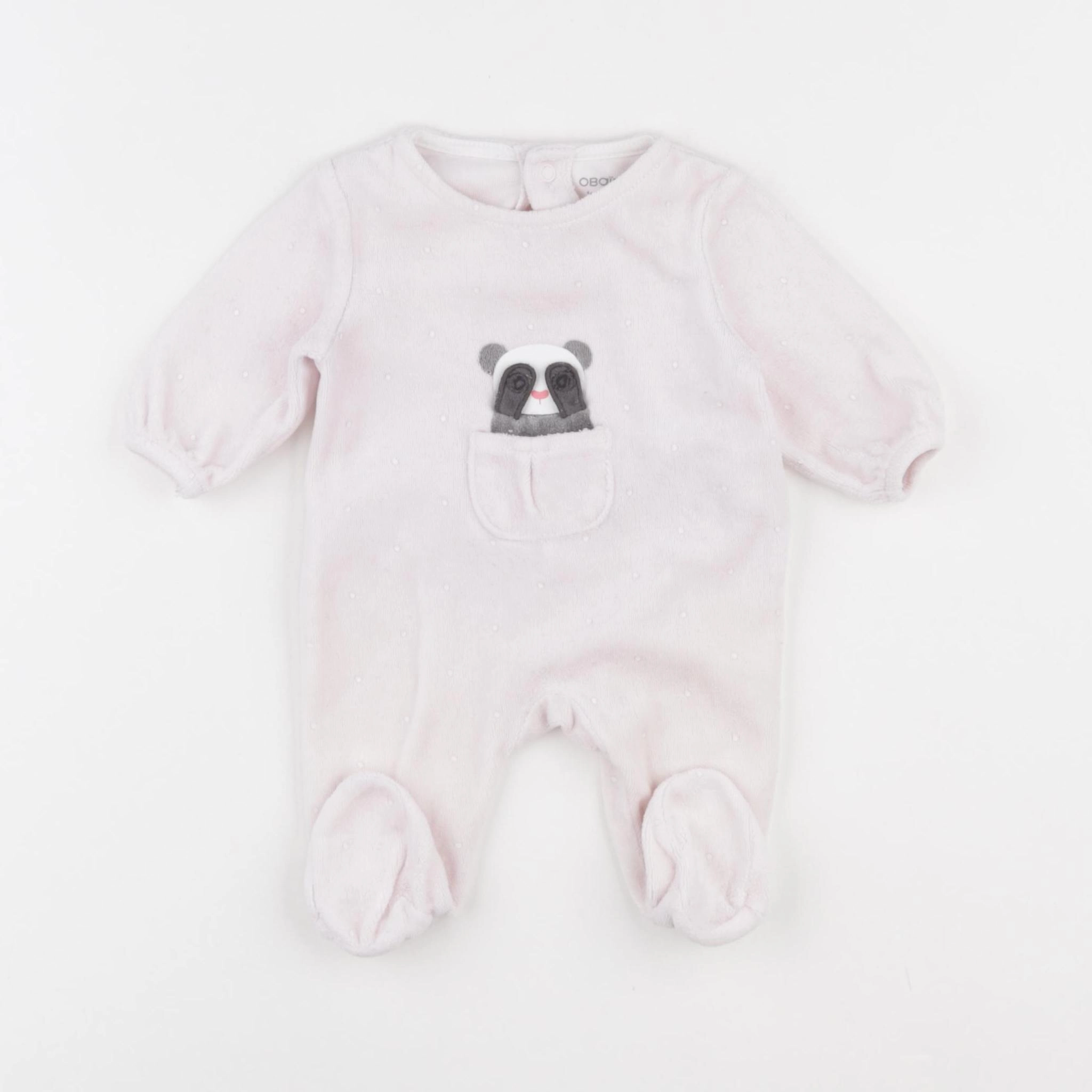 Obaïbi - pyjama velours rose - 1 mois