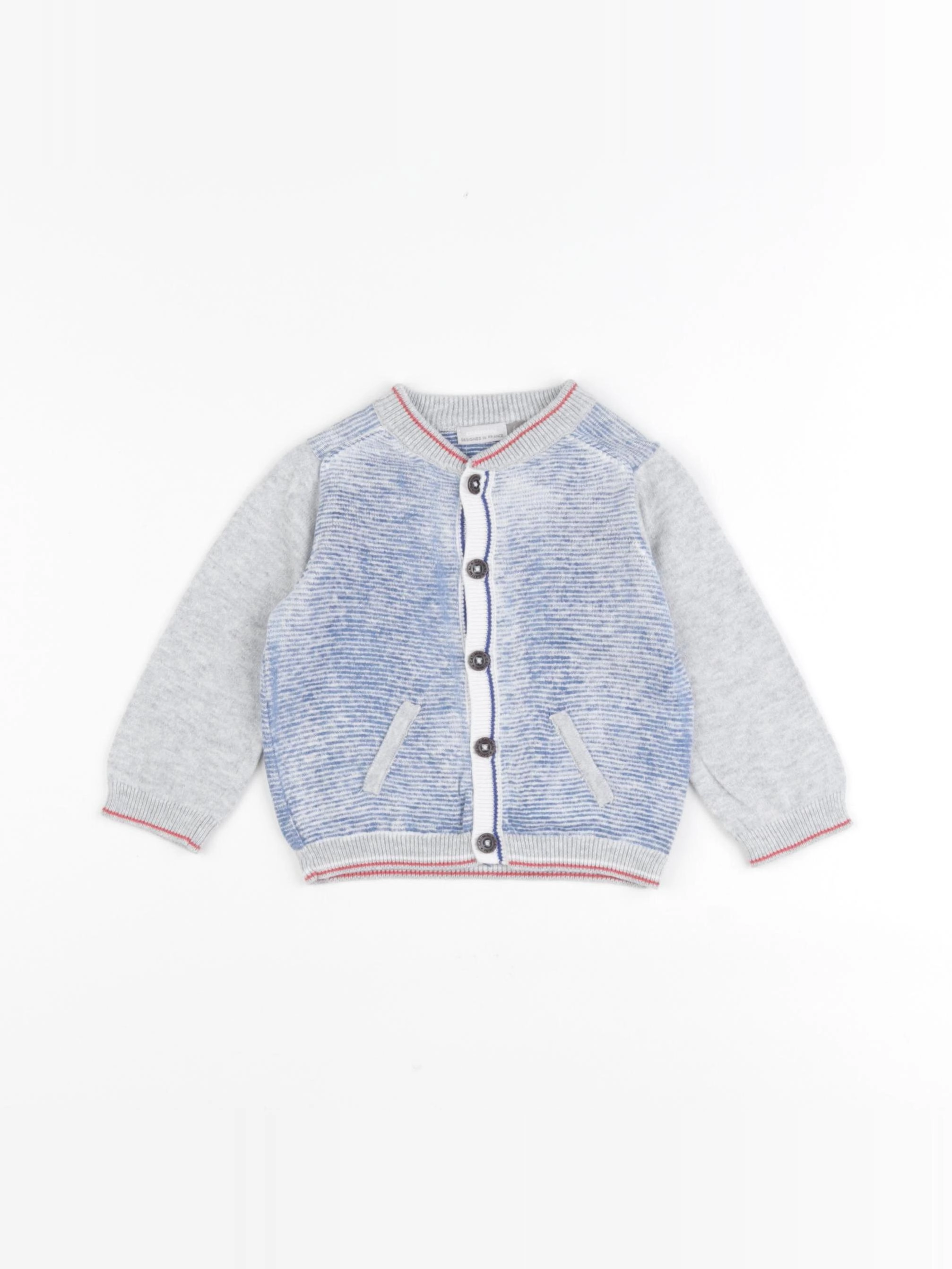 Catimini - gilet bleu, gris - 6 mois
