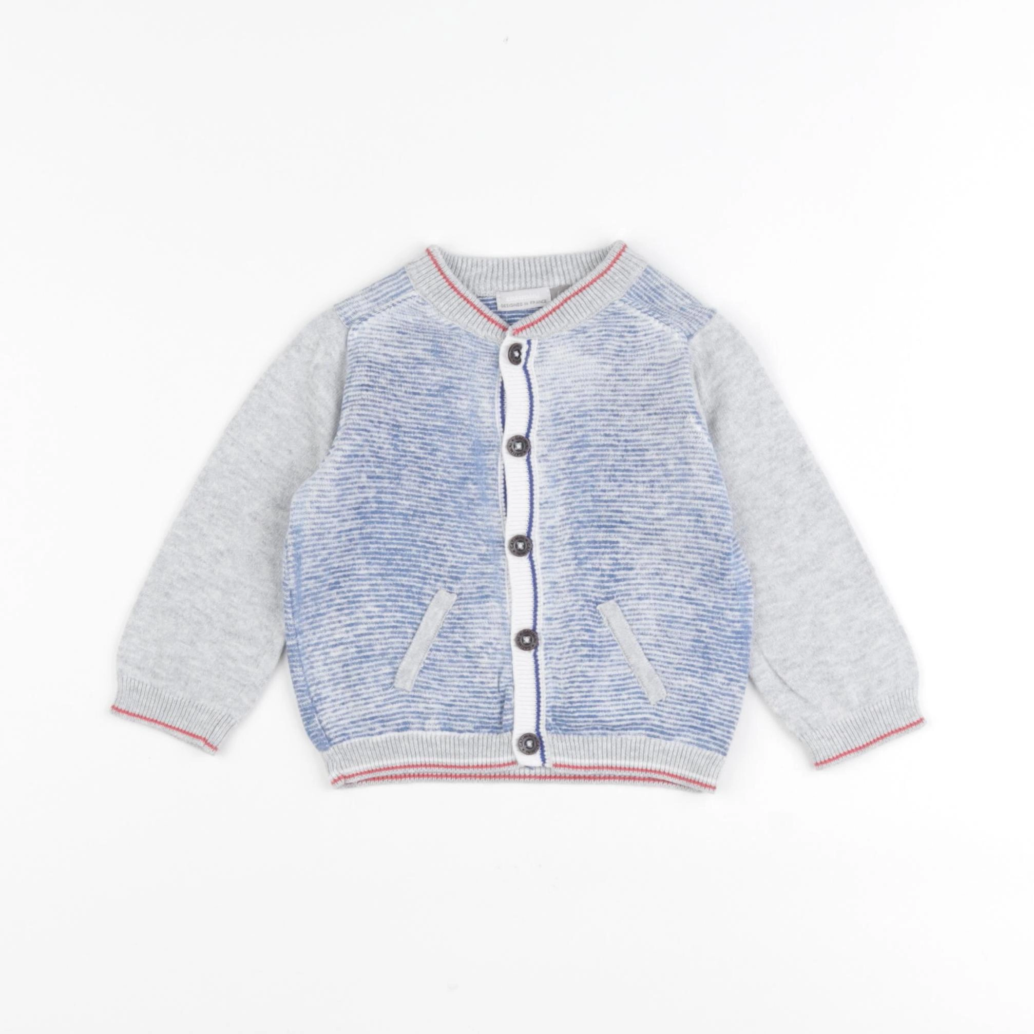 Catimini - gilet bleu, gris - 6 mois