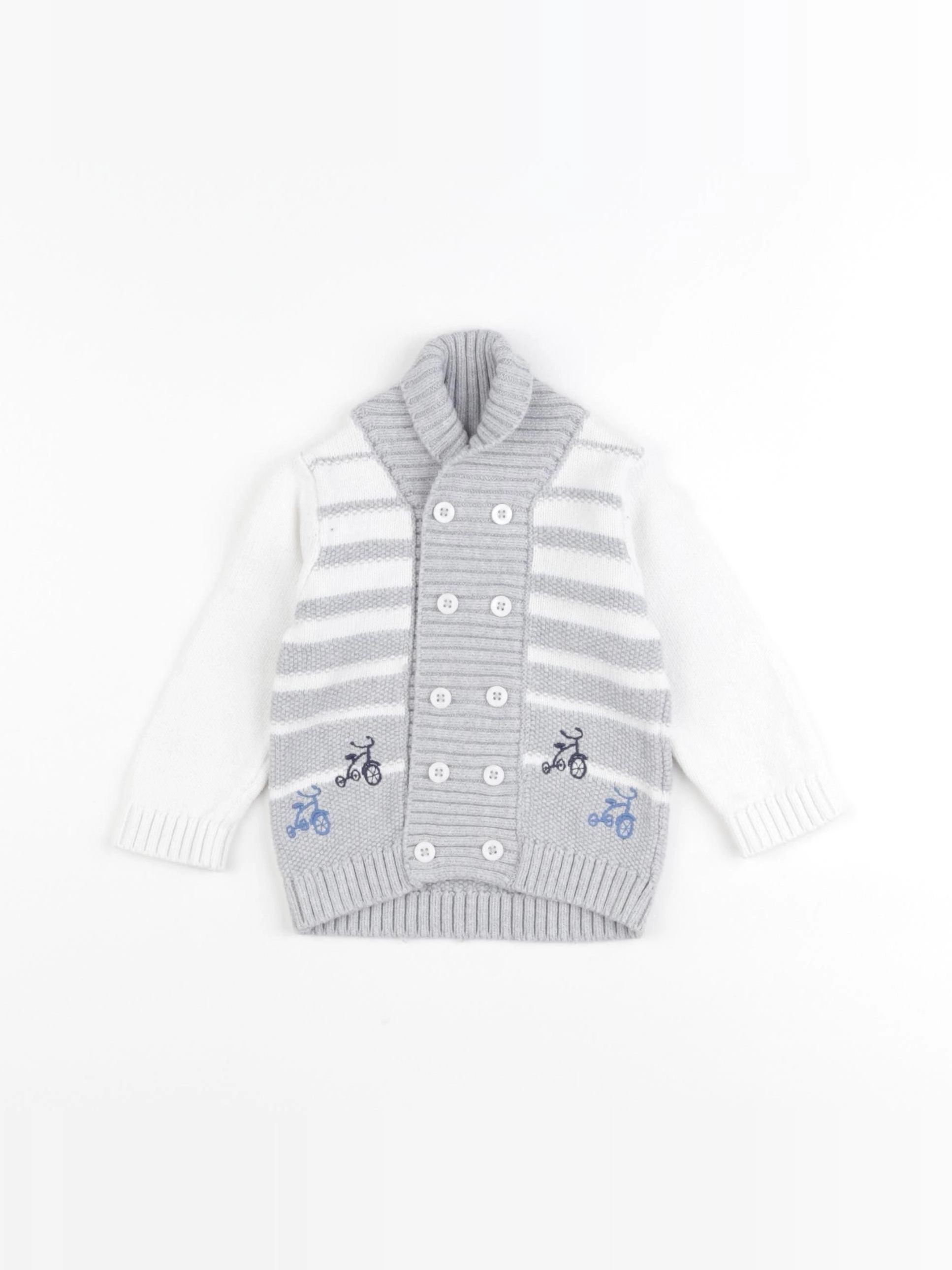 DPAM - pull blanc, gris - 6 mois