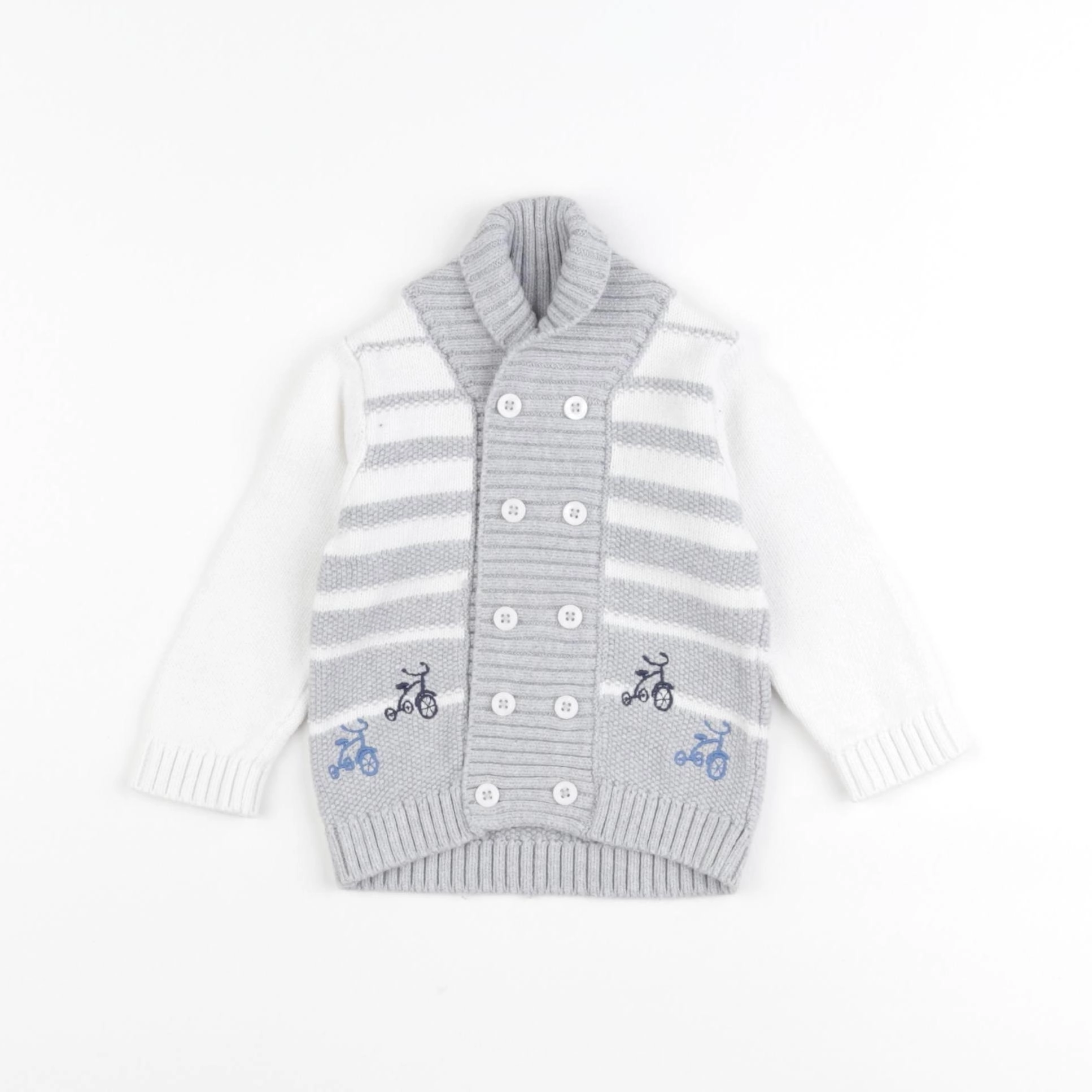 DPAM - pull blanc, gris - 6 mois