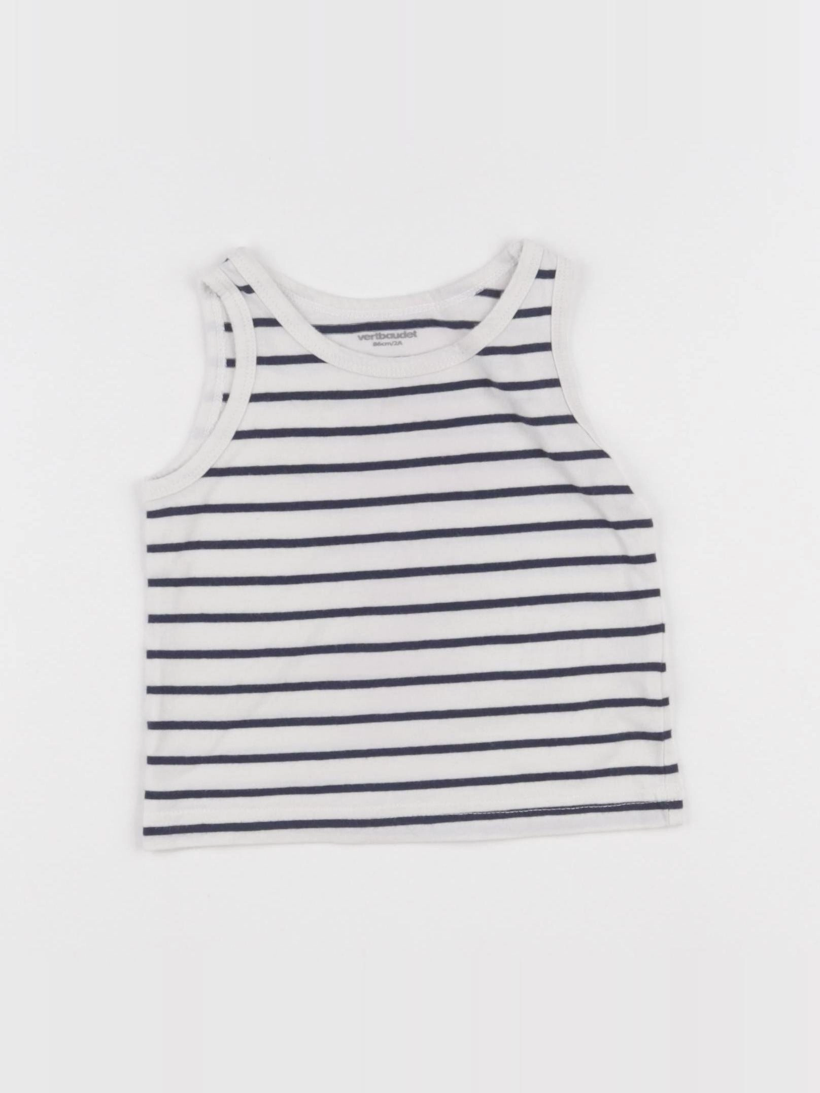 Vertbaudet - débardeur blanc, bleu - 2 ans