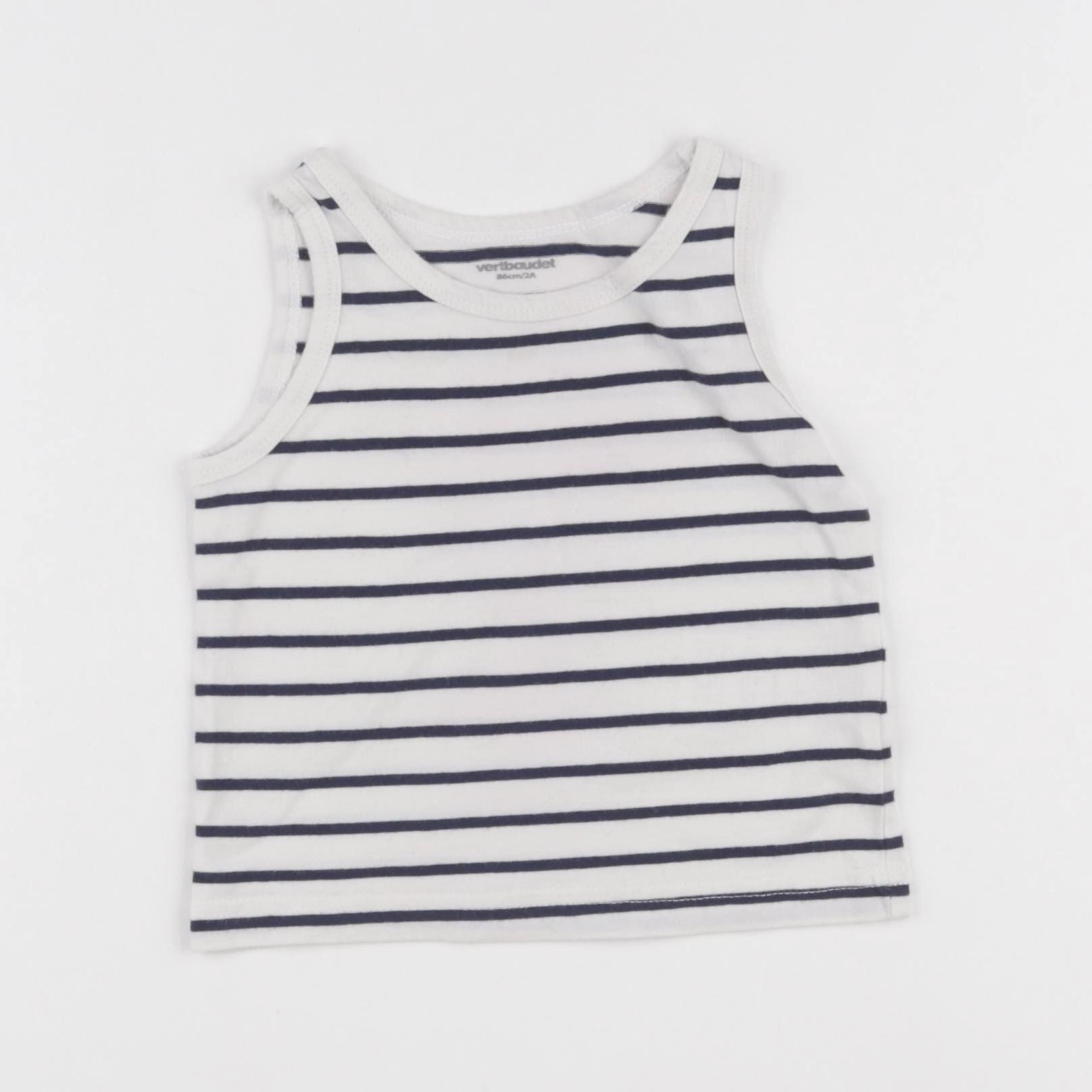 Vertbaudet - débardeur blanc, bleu - 2 ans
