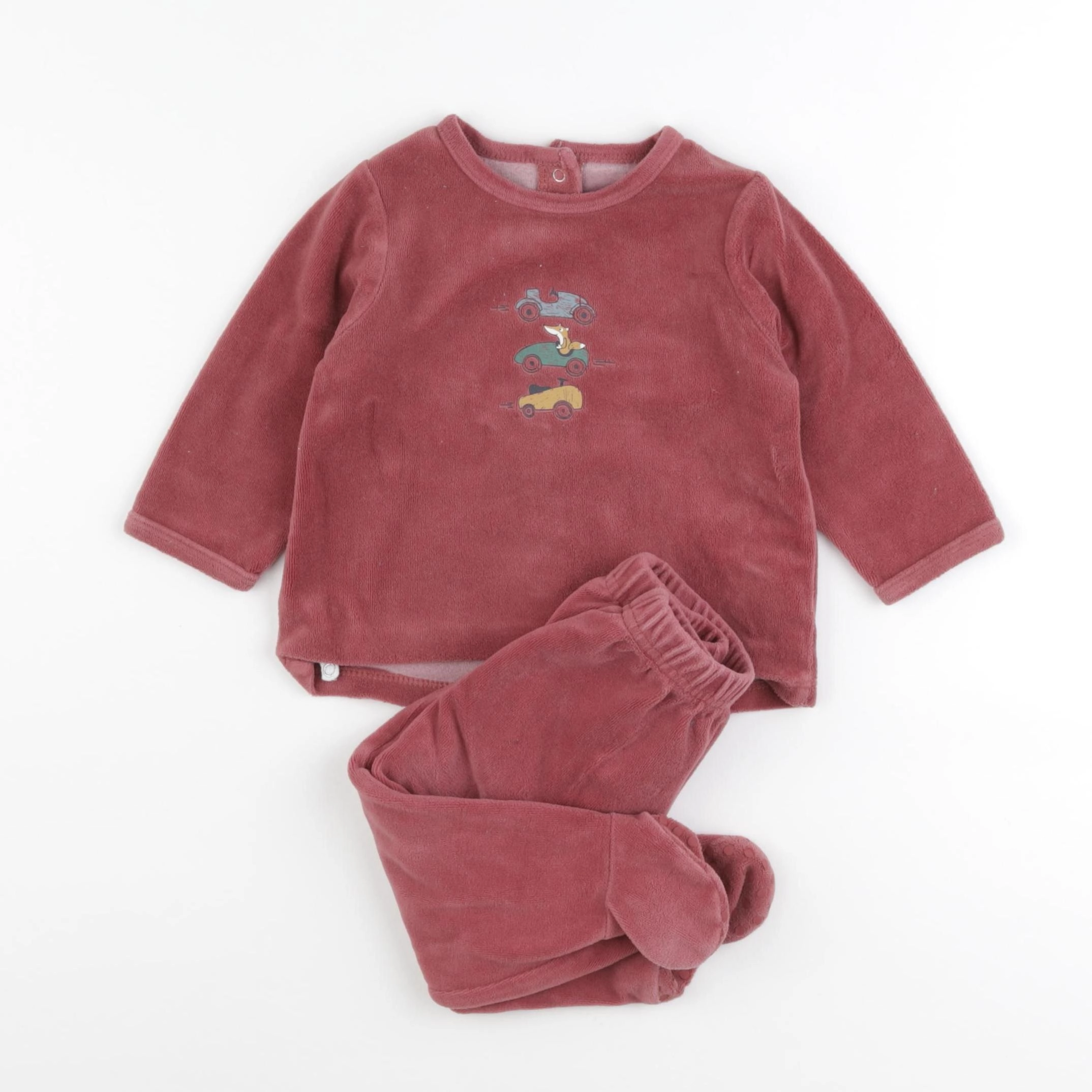 Vertbaudet - pyjama velours rouge - 12 mois