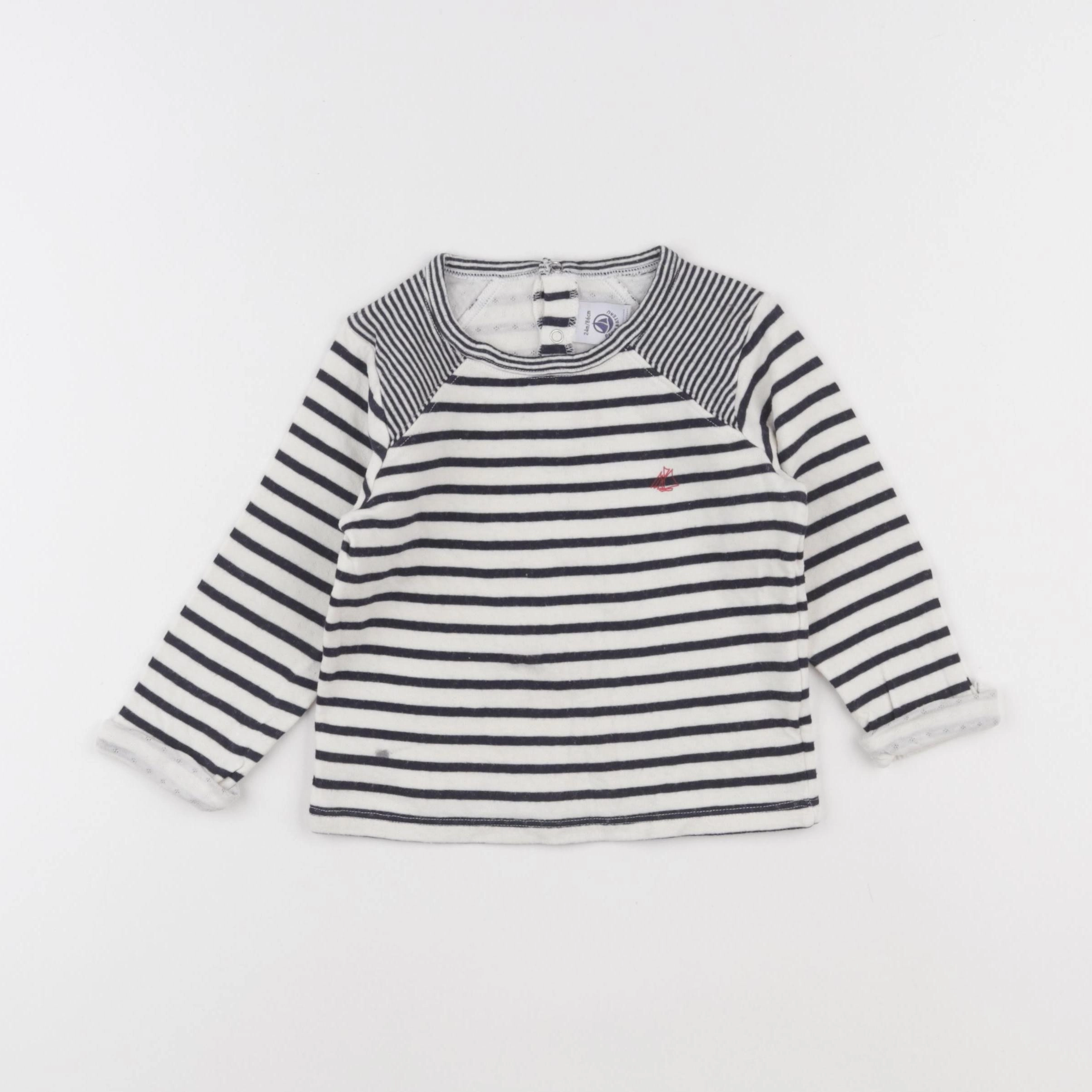 Petit Bateau - tee-shirt blanc, bleu - 24 mois