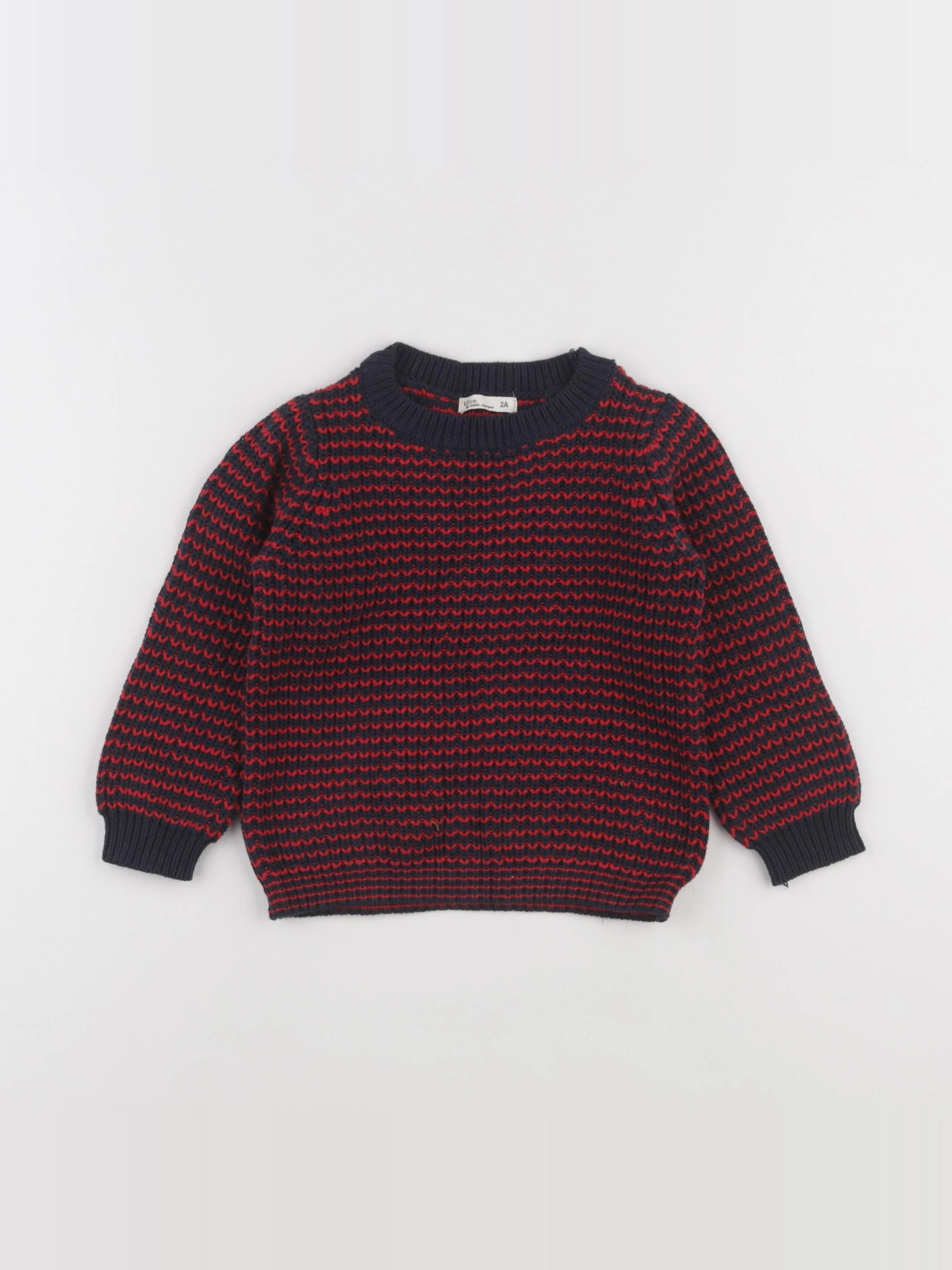 Little Cigogne - pull rouge, bleu - 2 ans