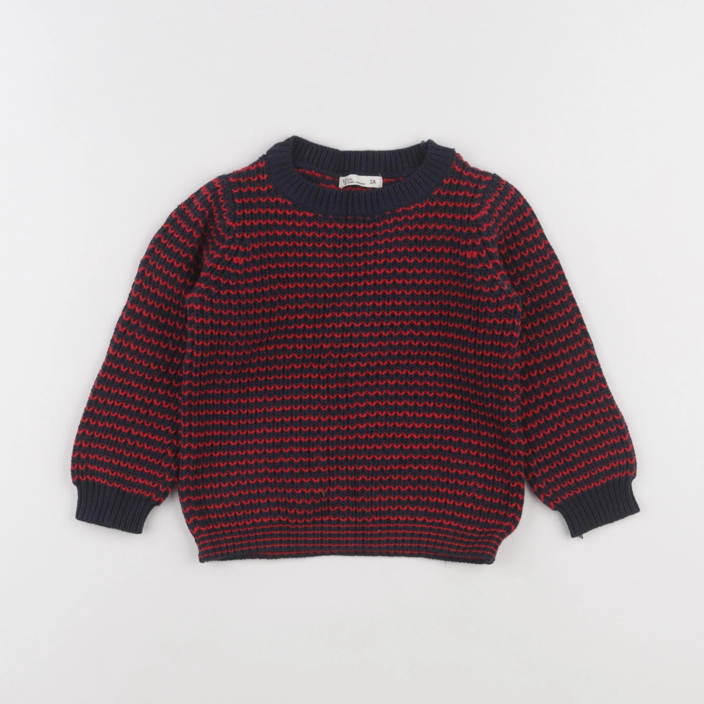 Little Cigogne - pull rouge, bleu - 2 ans