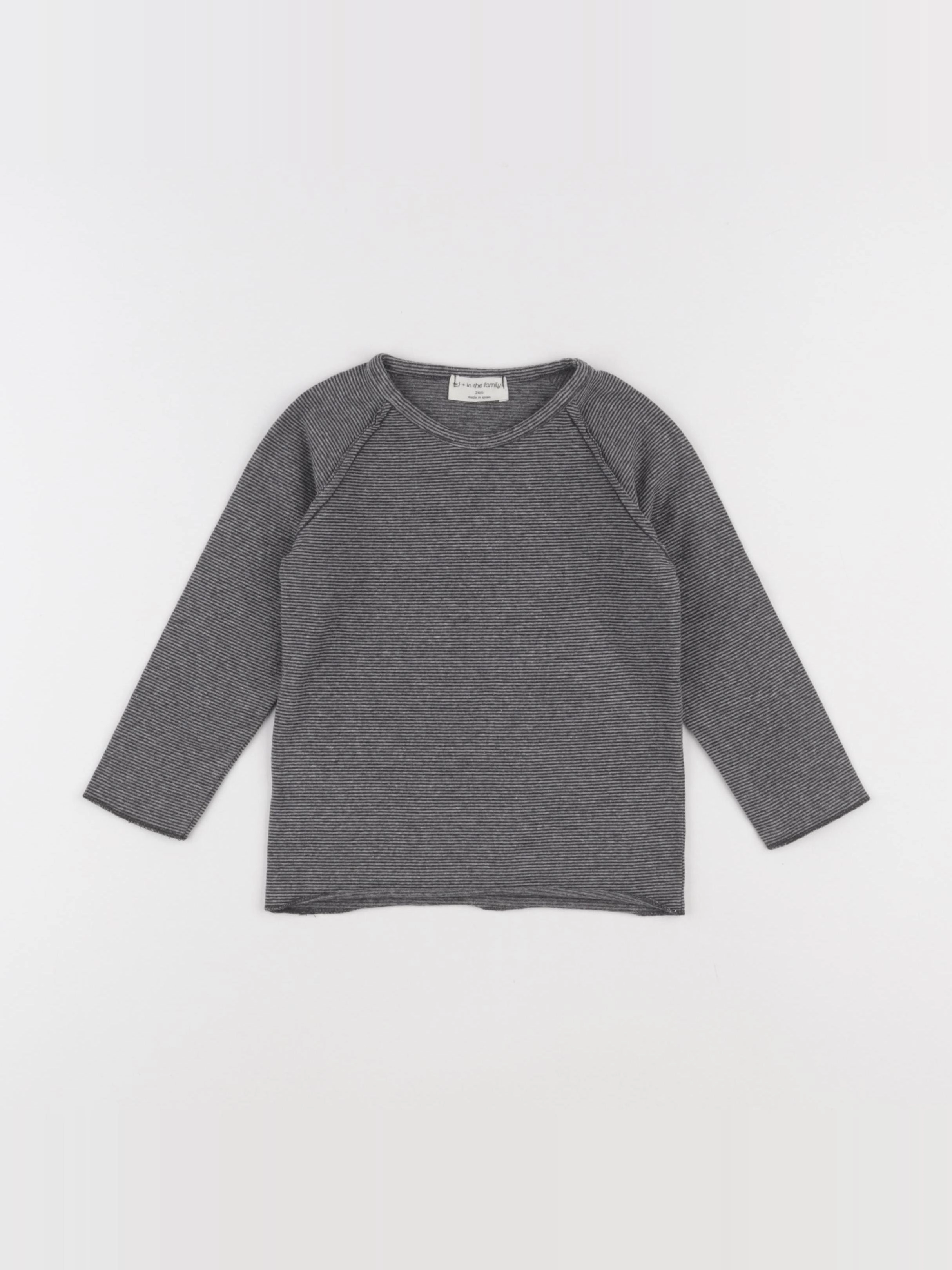 1+ In the family - tee-shirt gris, noir - 24 mois